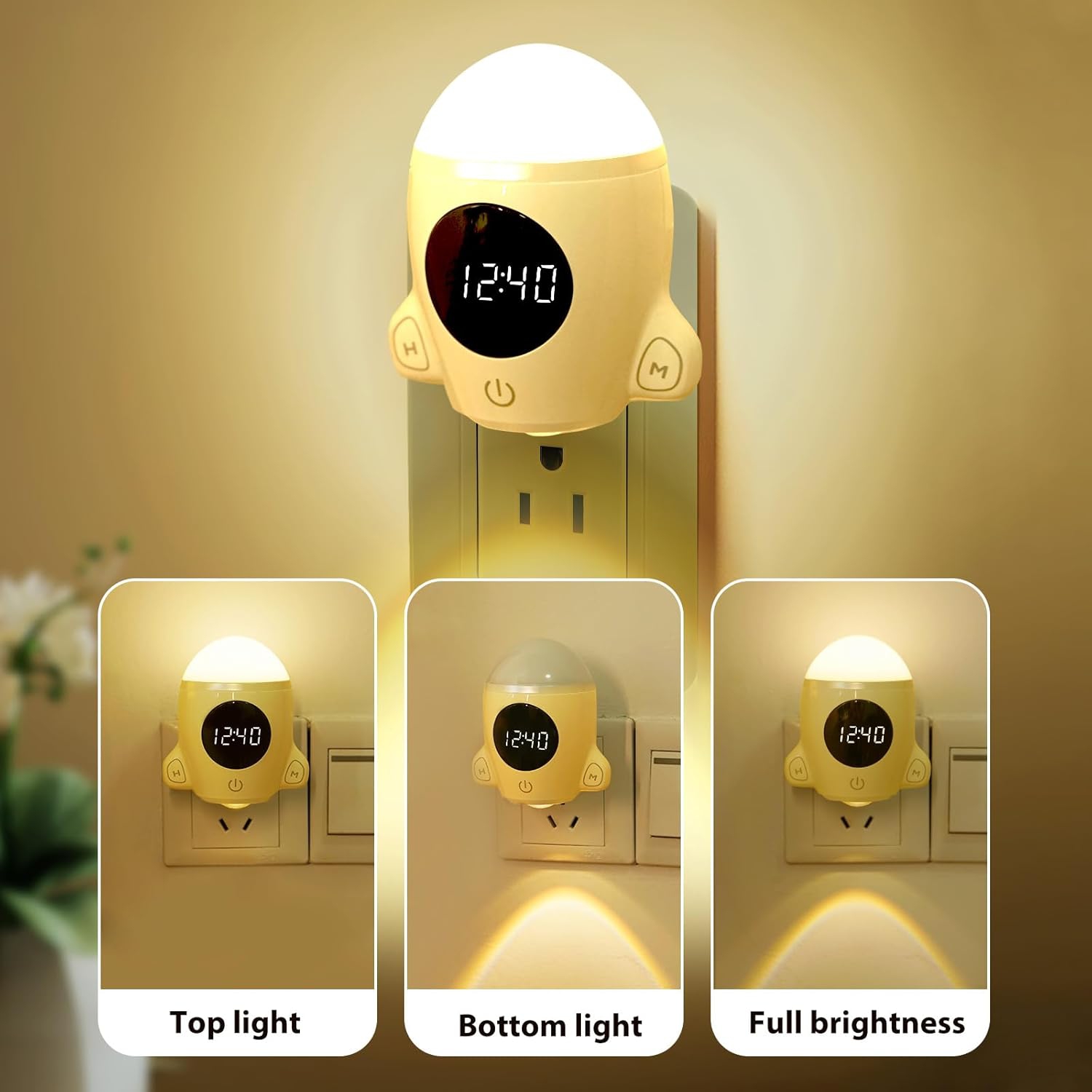 YOULIGHTS 1pcs-Bathroom Night Light, Plugin LED Wall Space Lights with Remote & Touch Control, Adjustable Brightness, Kid Gifts Ideas Fun Space