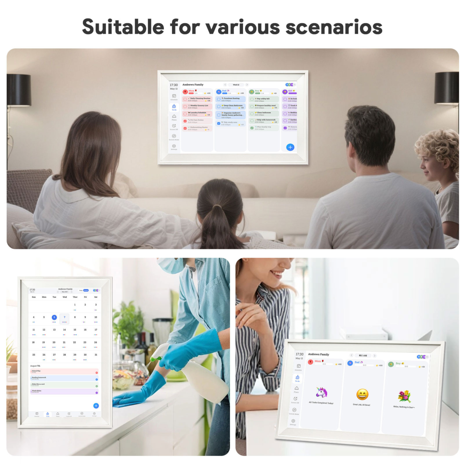 TUTT 15.6” Smart Digital Calendar & Chore Chart | Photo and Video Frame | Smart Touchscreen Display Family Organizer + 128GB SanDisk