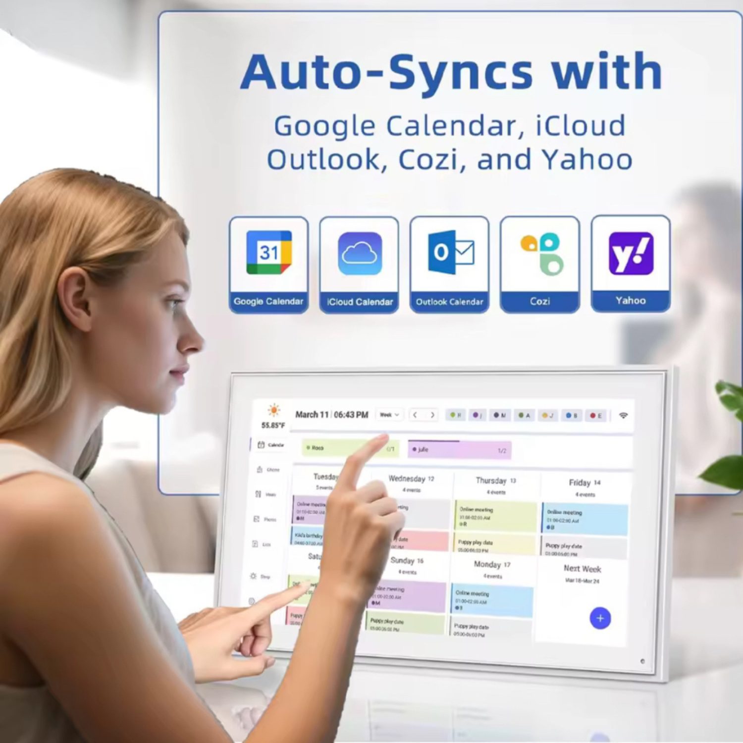 TUTT 15.6” Smart Digital Calendar & Chore Chart | Photo and Video Frame | Smart Touchscreen Display Family Organizer + 128GB SanDisk