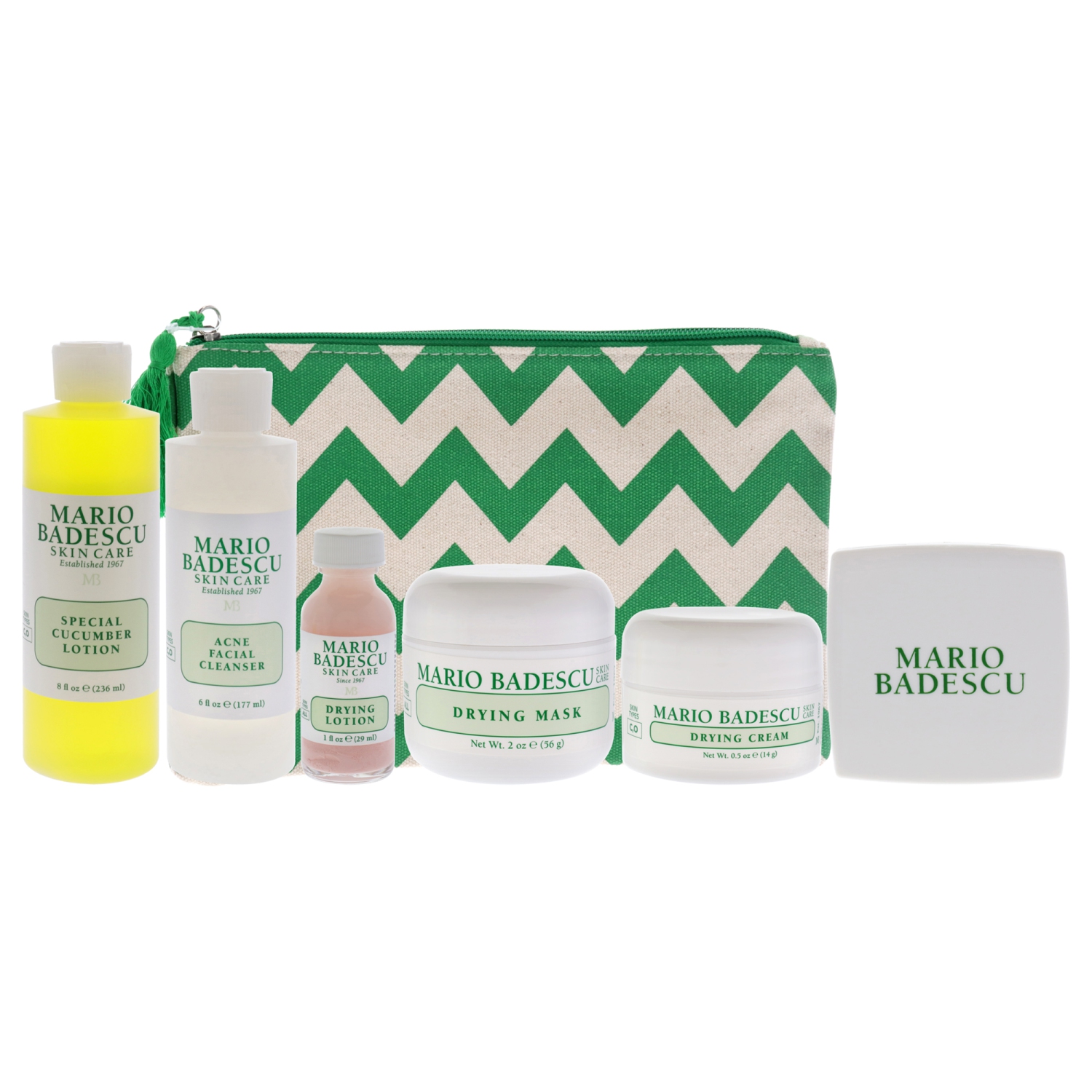 Acne Control Kit by Mario Badescu for Unisex - 5 Pc 6oz Acne Facial Cleanser, 8oz Special Cucumber Lotion, 2oz Drying Mask, 1oz Drying Lotion, 0.5oz