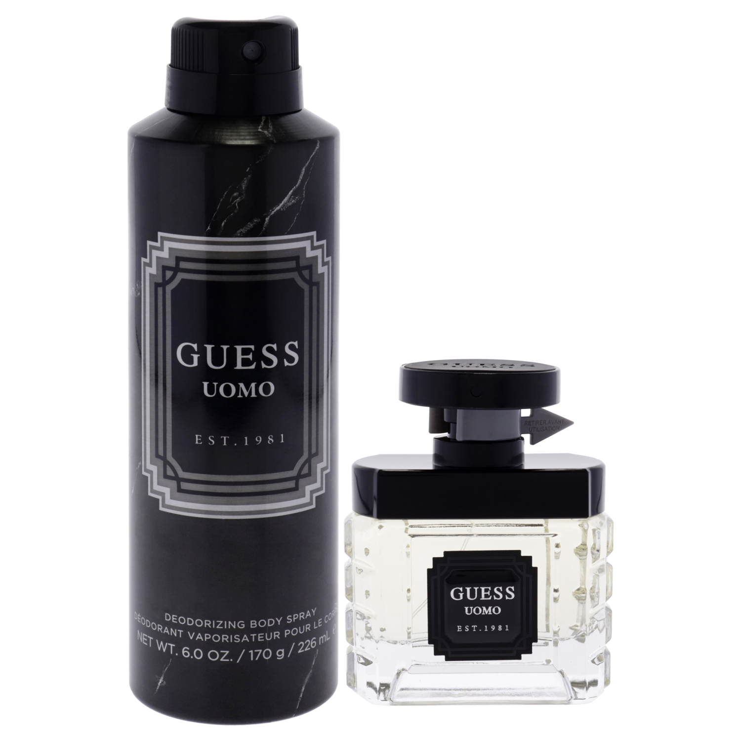 Guess Uomo by Guess for Men - 2 Pc Gift Set 1.7oz EDT Spray, 6oz Deodorizing Body Spray
