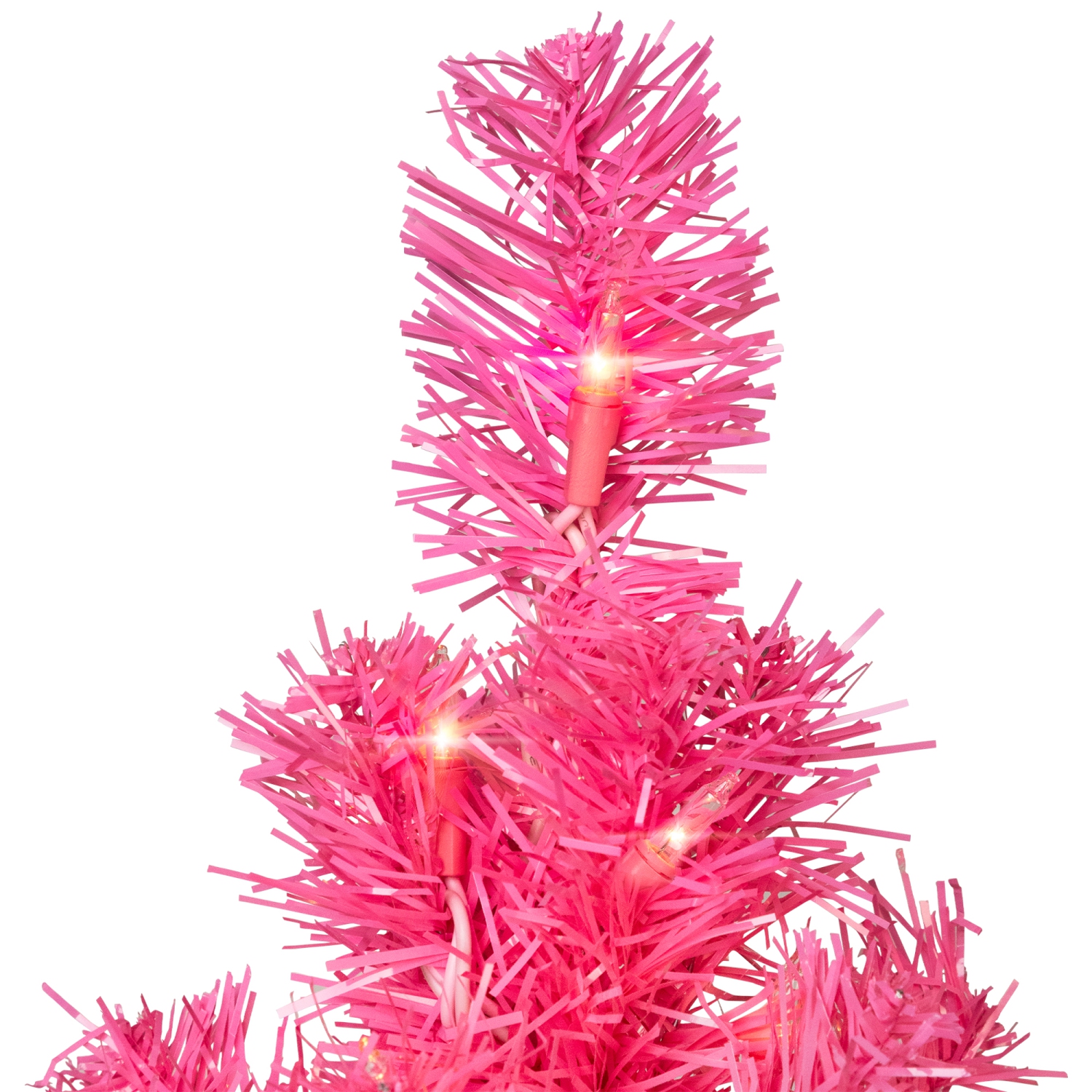 Pre-Lit Tinsel Artificial Christmas Tree - 3' - Pink - Clear Lights