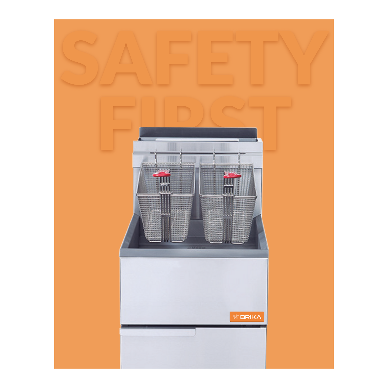 Friteuse commerciale au gaz naturel BFR-70-NAT 70&nbsp;lb de BRIKA Capacité d'huile de 150 000&nbsp;BTU