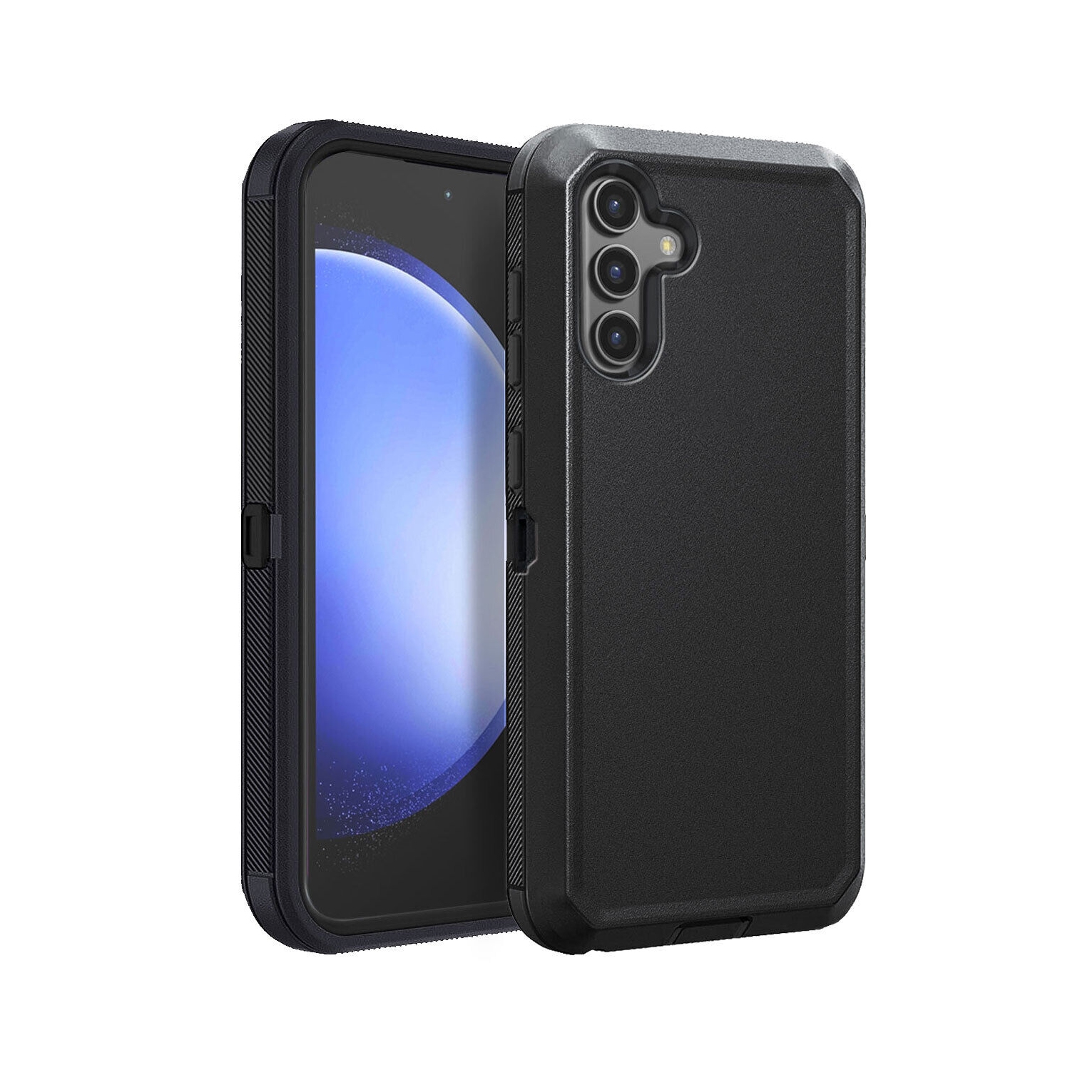 [CS] Triple 3 Layers Shockproof Heavy Duty Defender Hard Case for Samsung Galaxy S24 FE, Black