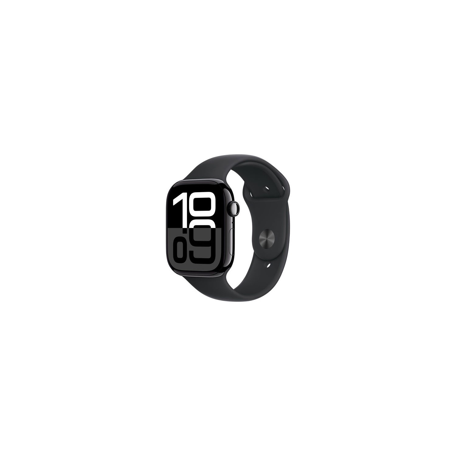 Boîte ouverte - Apple Watch Series 10 46&nbsp;mm avec boîtier en aluminium noir de jais et bracelet sport noir - moyen/Grand
