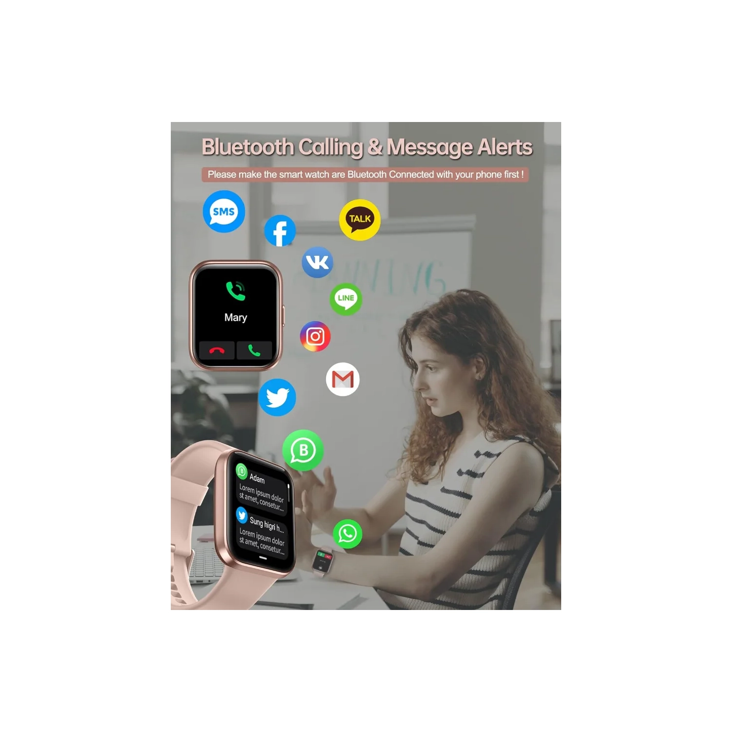 Smart Watch for Women with Call Function, 1.8" Touchscreen Fitness Tracker, Heart Rate, Blood Oxygen, Sleep Monitor, Alexa Built-in, IP68 Waterproof,