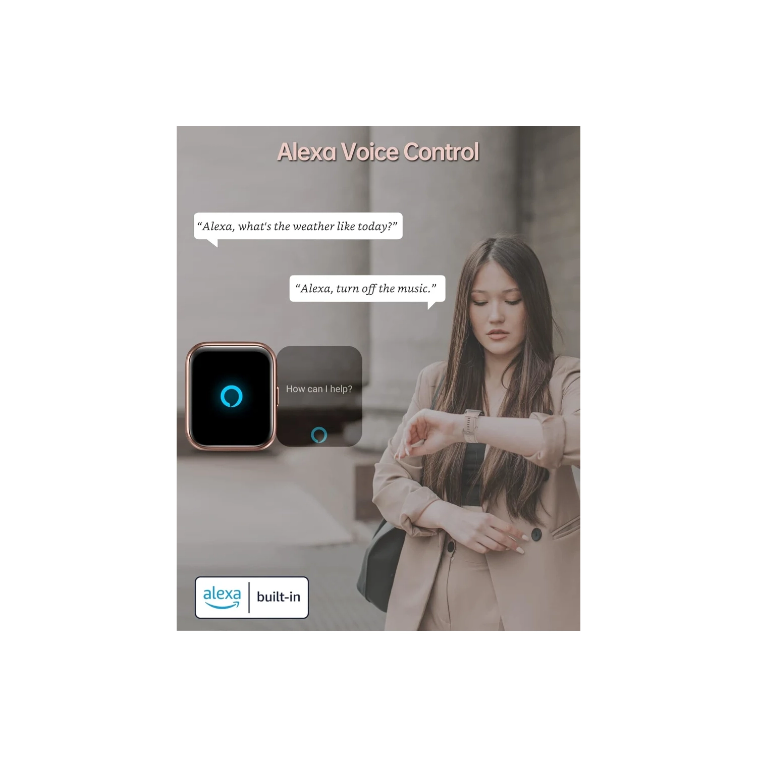 Smart Watch for Women with Call Function, 1.8" Touchscreen Fitness Tracker, Heart Rate, Blood Oxygen, Sleep Monitor, Alexa Built-in, IP68 Waterproof,