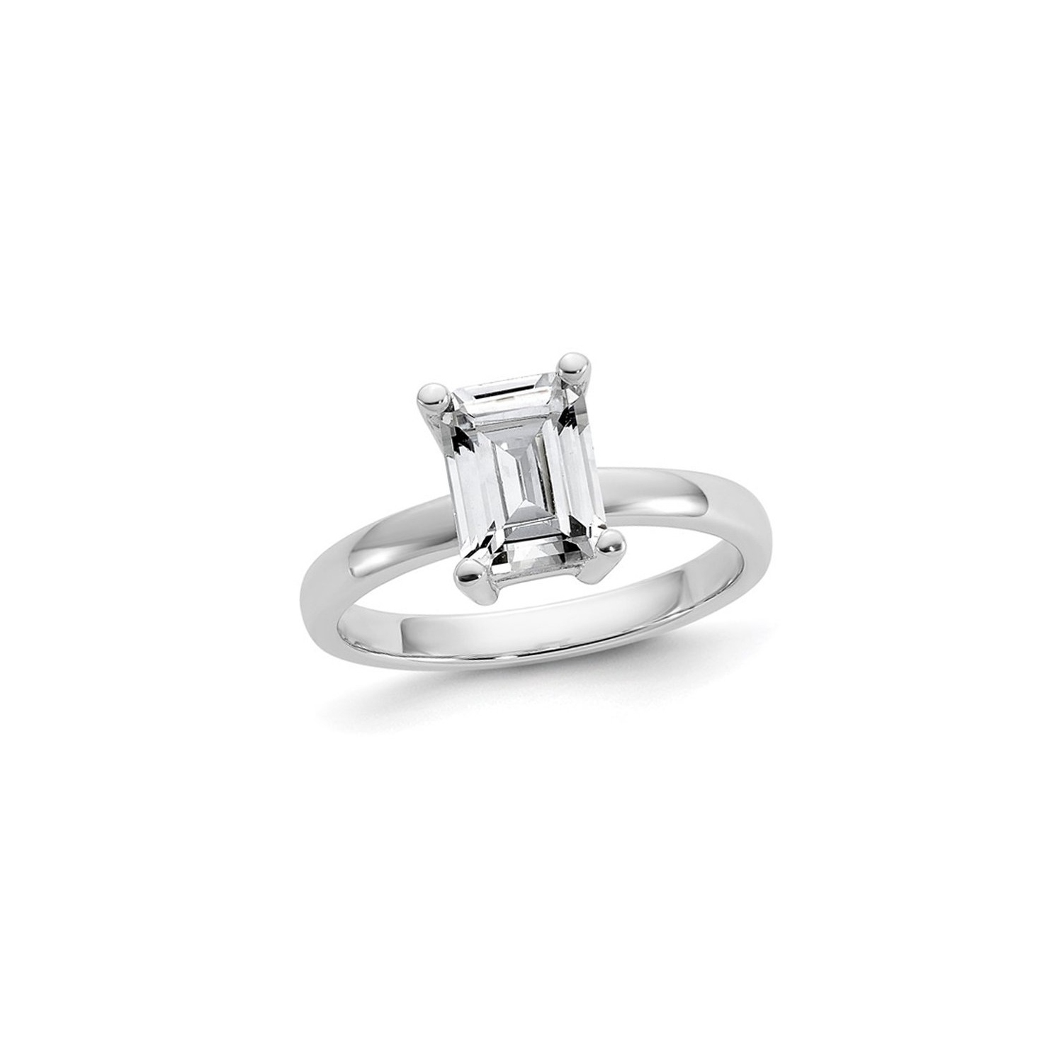 Sterling Silver Solitaire Engagement Ring with Synthetic Cubic Zirconia