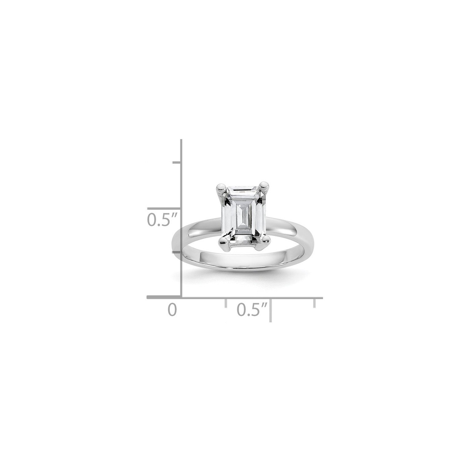 Sterling Silver Solitaire Engagement Ring with Synthetic Cubic Zirconia