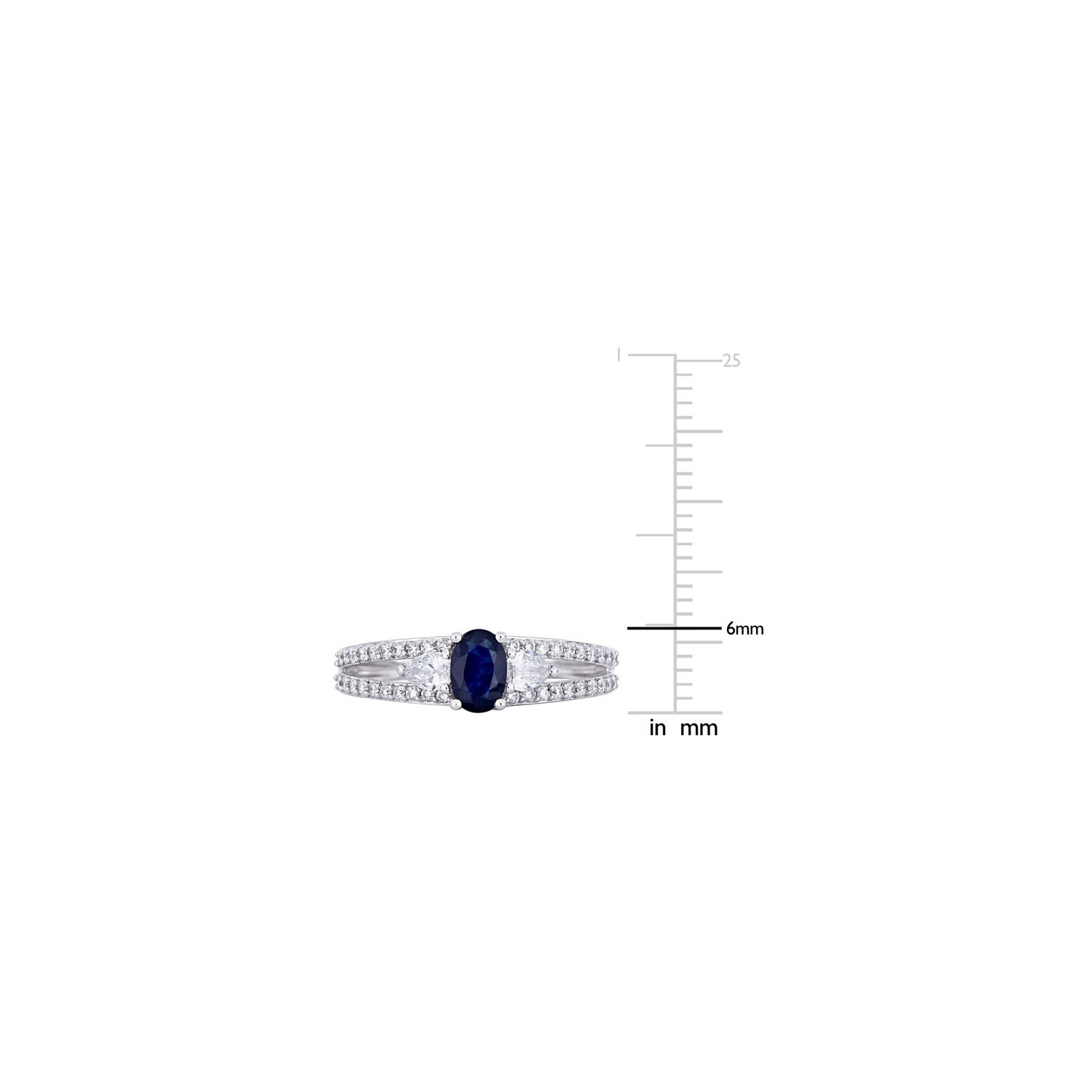 3/5 Carat Blue Sapphire & Diamond 1/2 Carat (ctw) Ring in 14K White Gold