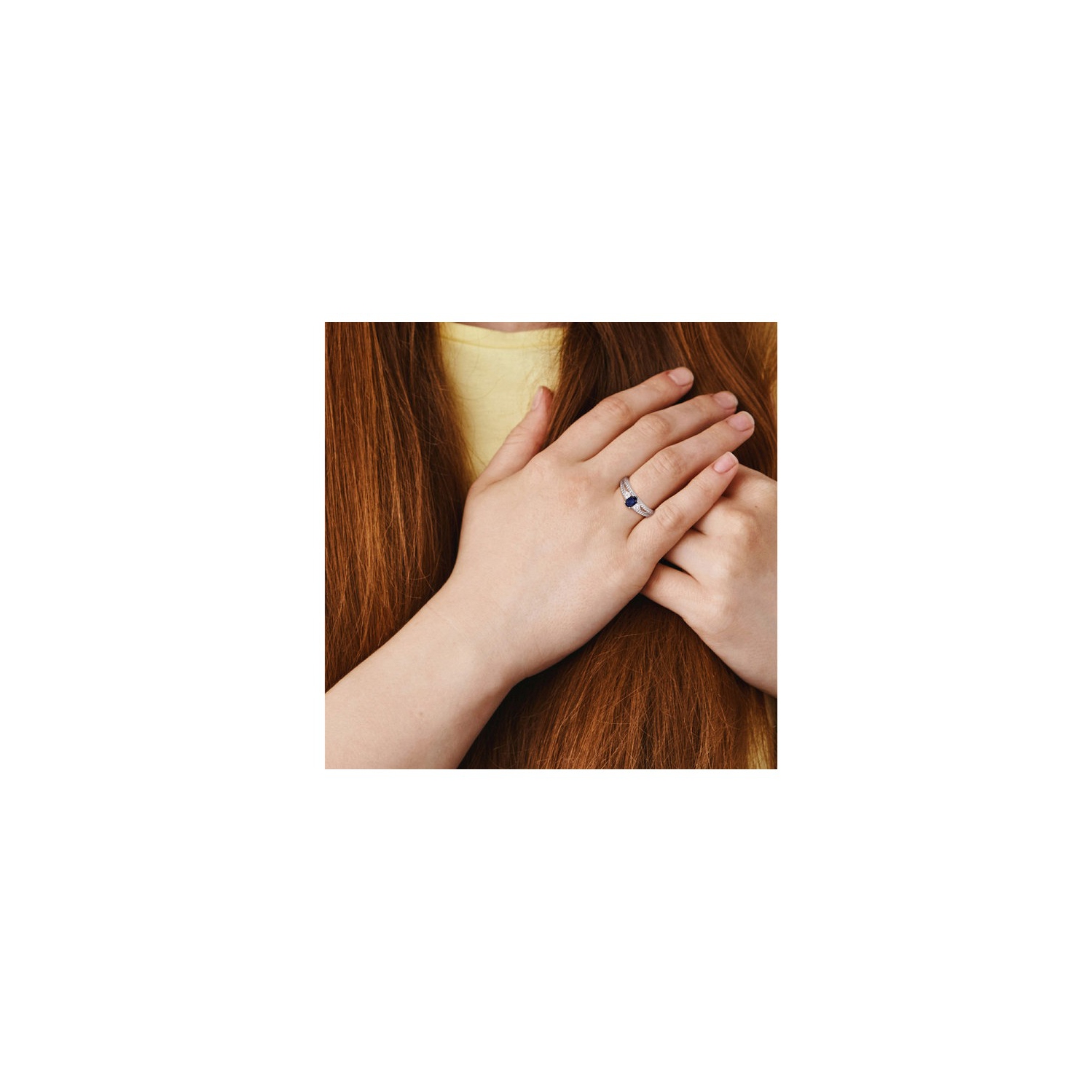 3/5 Carat Blue Sapphire & Diamond 1/2 Carat (ctw) Ring in 14K White Gold