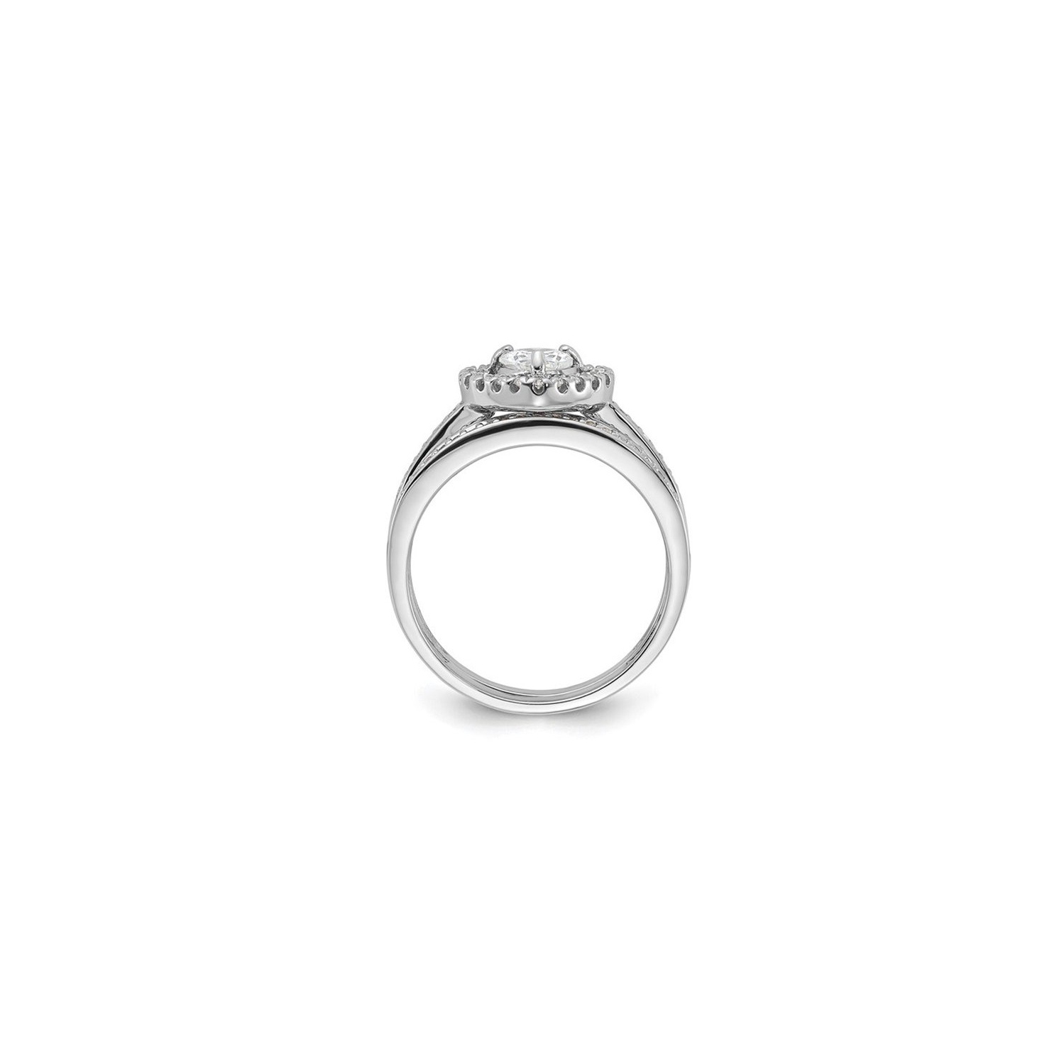 Ensemble bague mariage argent sterling avec coeur et zircon cubique (CZ)