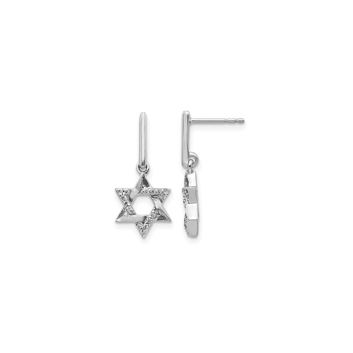 1/8 Carat Diamond Star of David Dangle Earrings in 14K White Gold