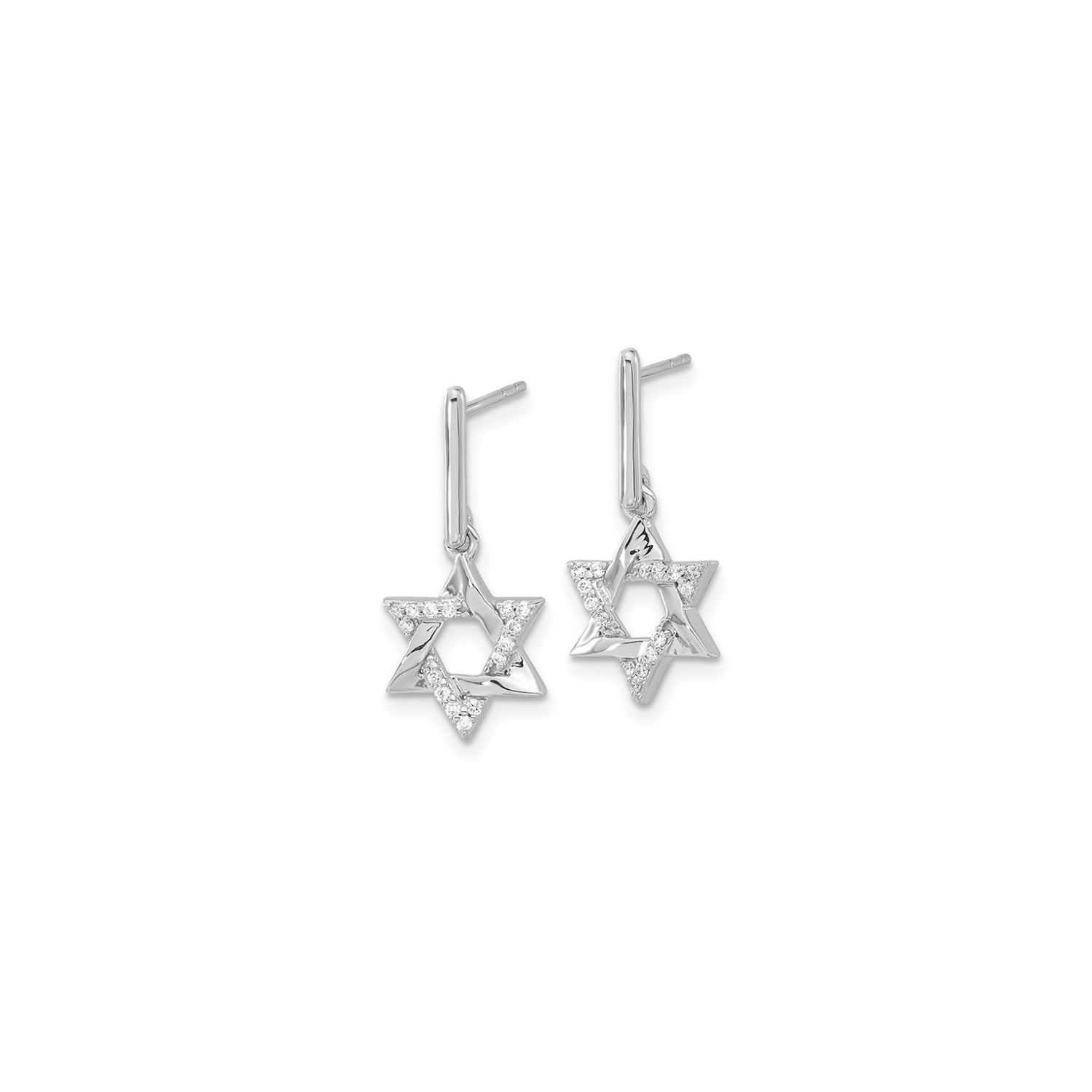 1/8 Carat Diamond Star of David Dangle Earrings in 14K White Gold