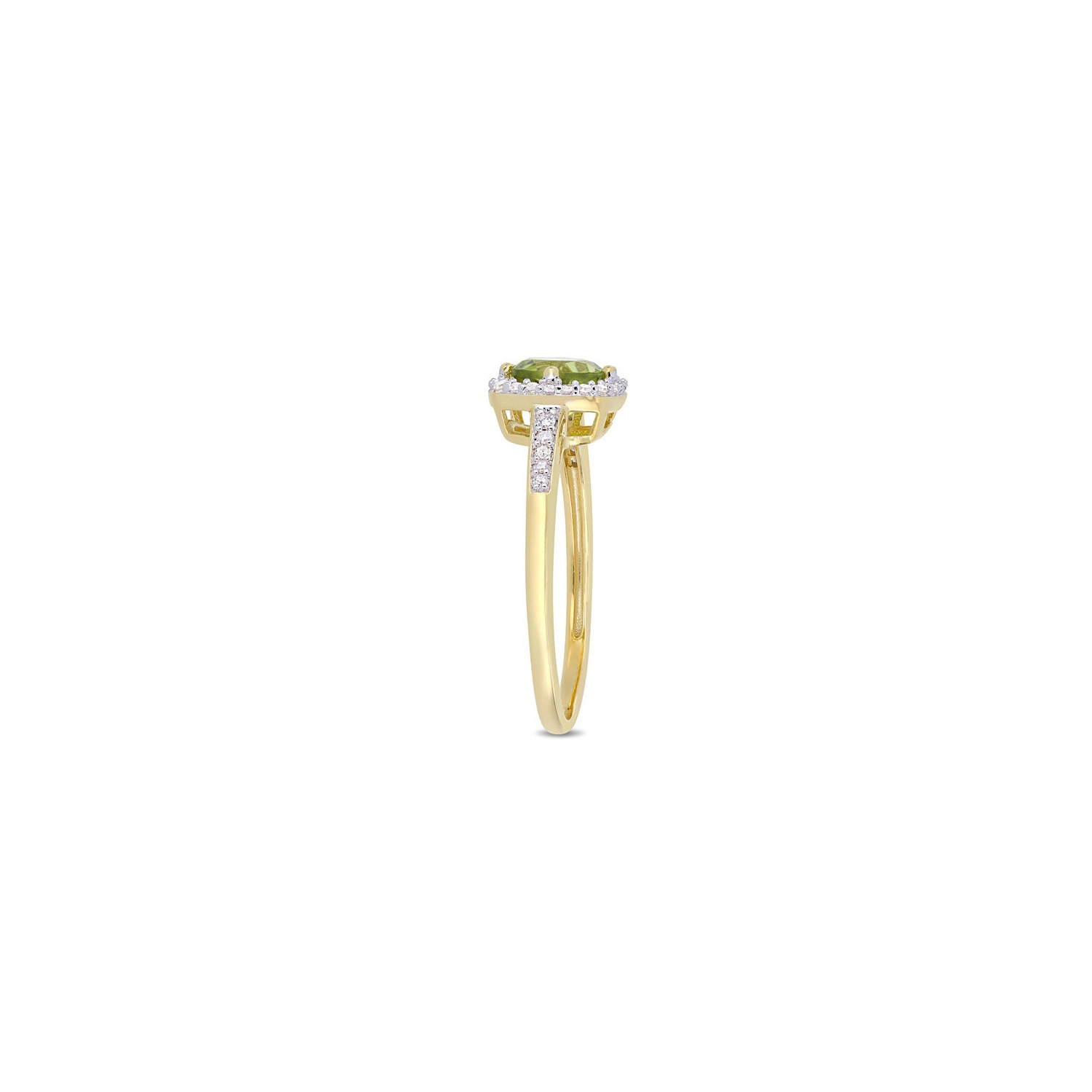 Bague halo en or jaune 10K ct avec péridot 7 ct/8&nbsp;carat et diamants décoratifs