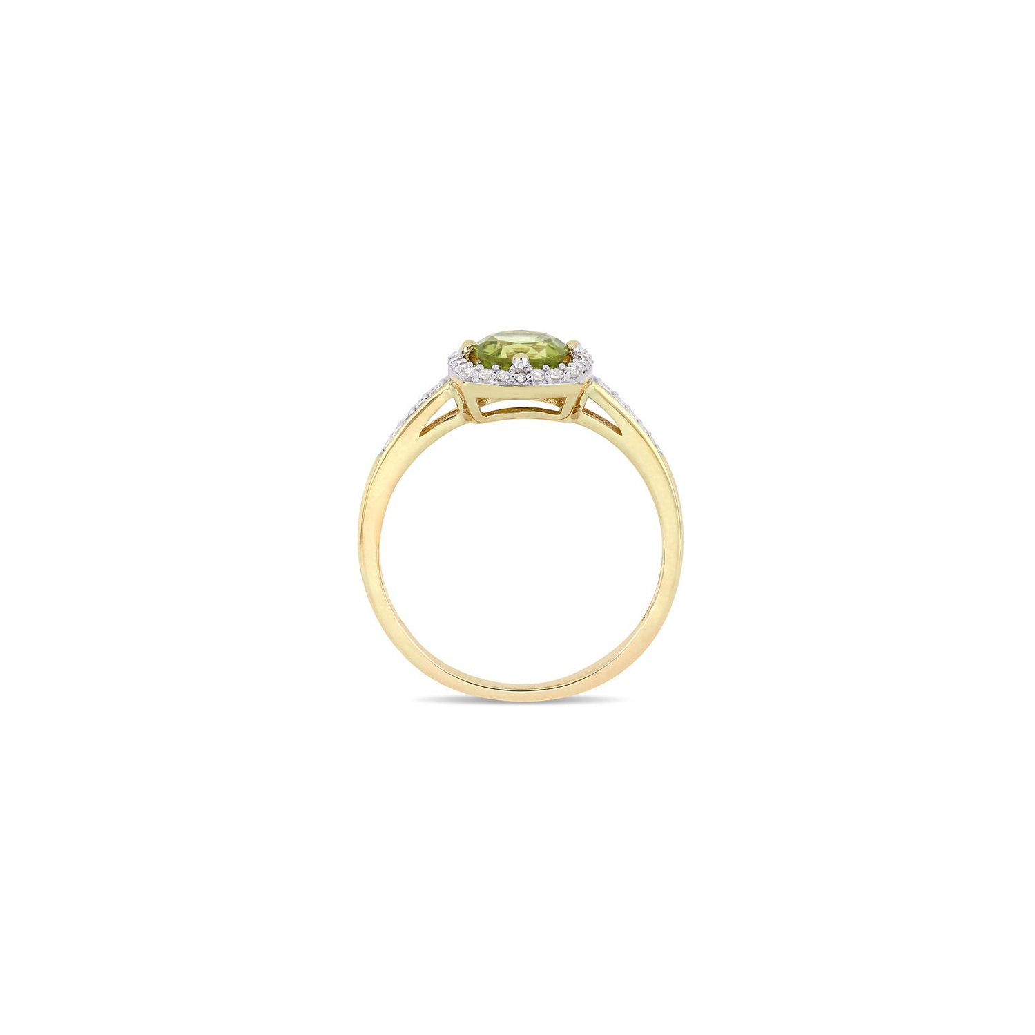 Bague halo en or jaune 10K ct avec péridot 7 ct/8&nbsp;carat et diamants décoratifs