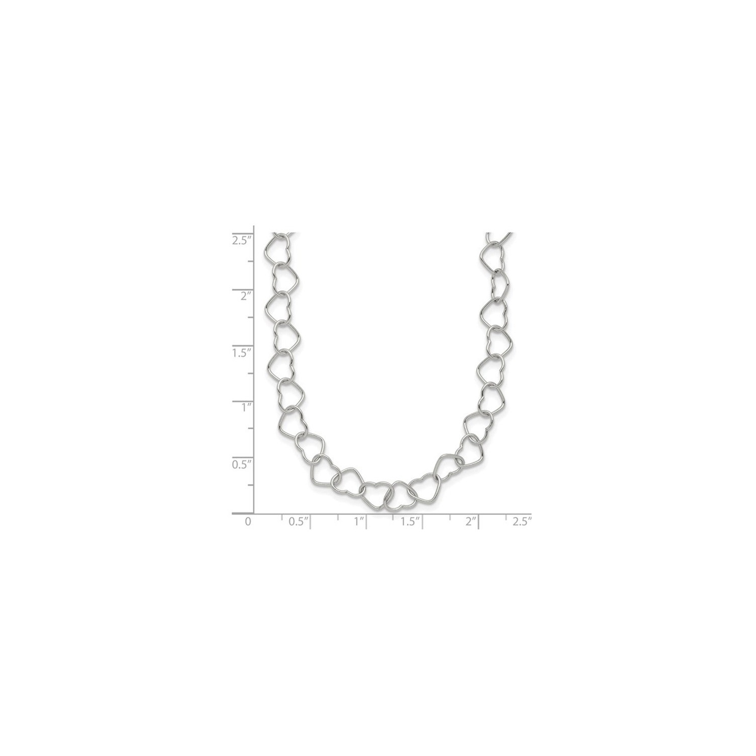 Sterling Silver Polished Fancy Heart Link Necklace