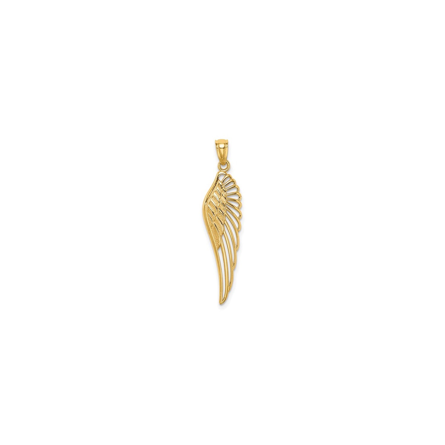 14K Yellow Gold Angel Wing Charm Pendant