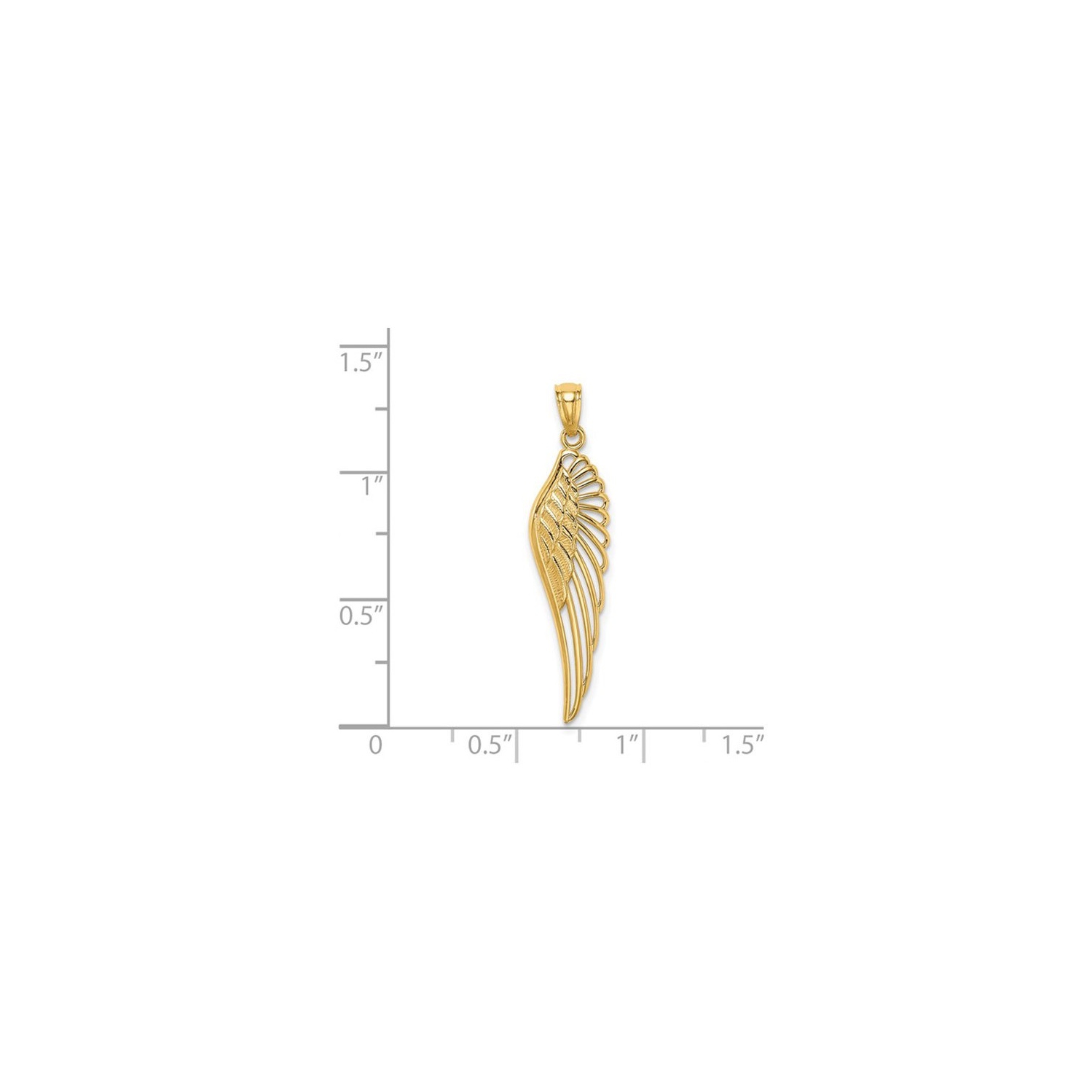 14K Yellow Gold Angel Wing Charm Pendant