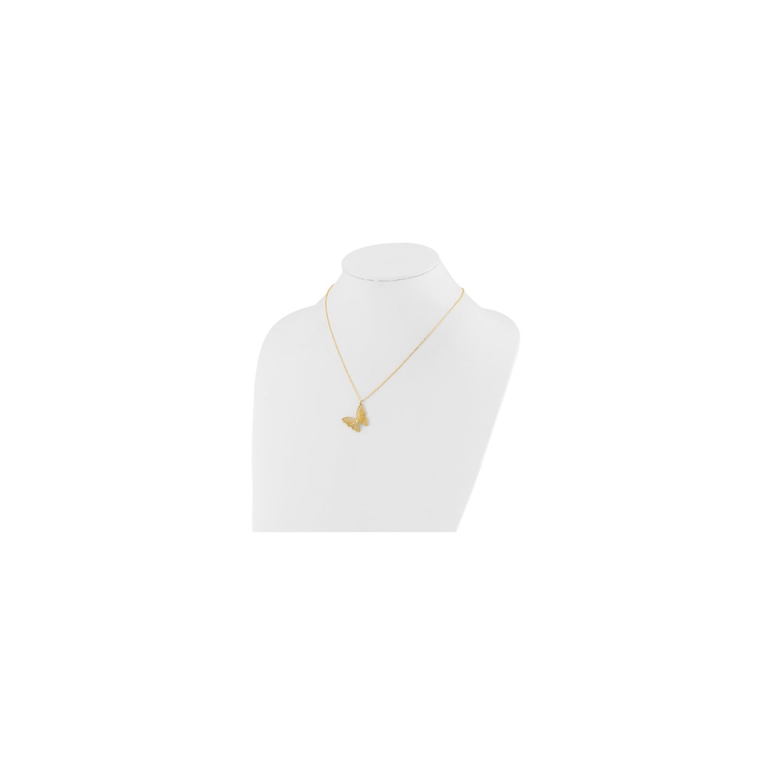 14K Yellow Gold Butterfly Charm Pendant Necklace with Chain