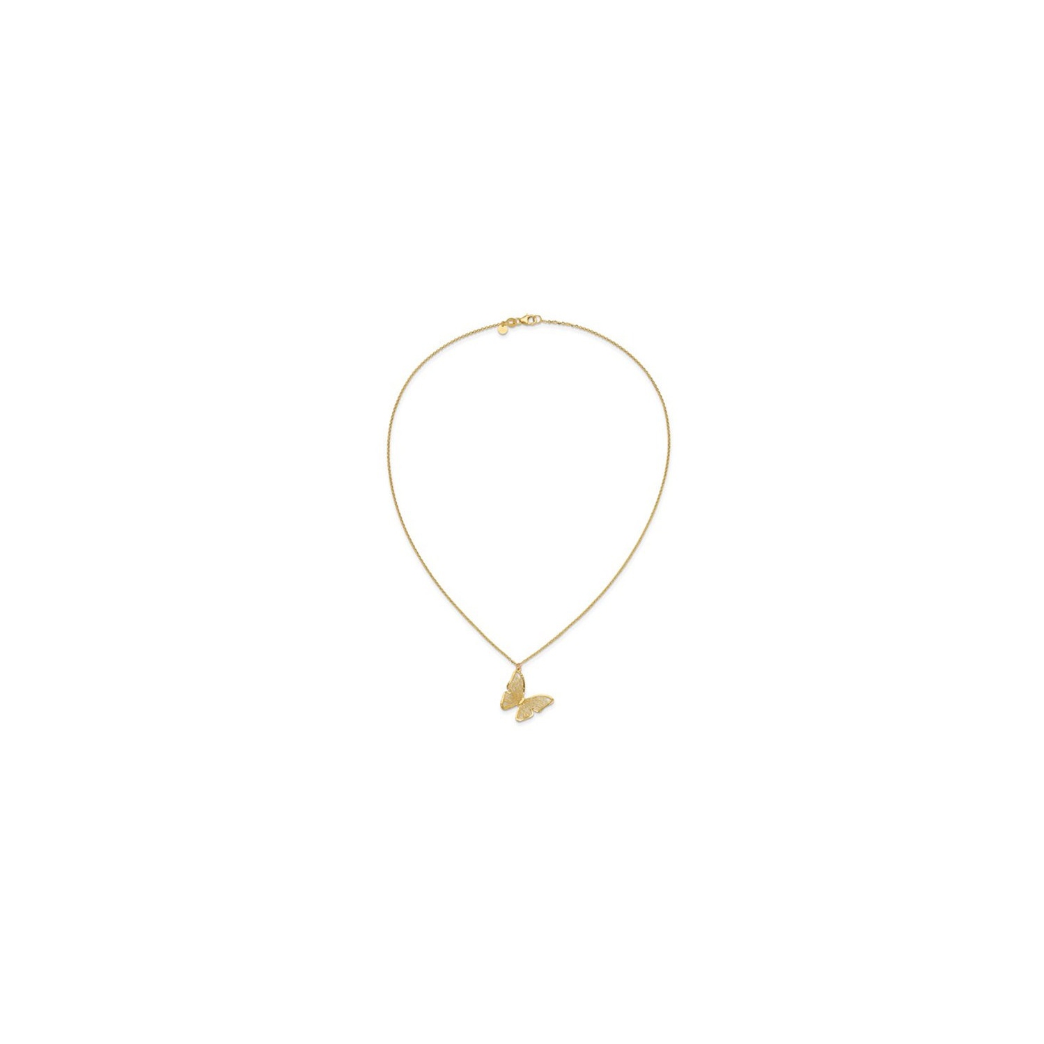 14K Yellow Gold Butterfly Charm Pendant Necklace with Chain