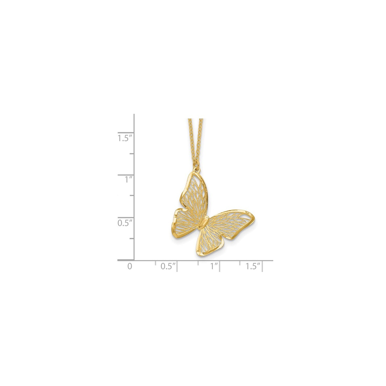 14K Yellow Gold Butterfly Charm Pendant Necklace with Chain