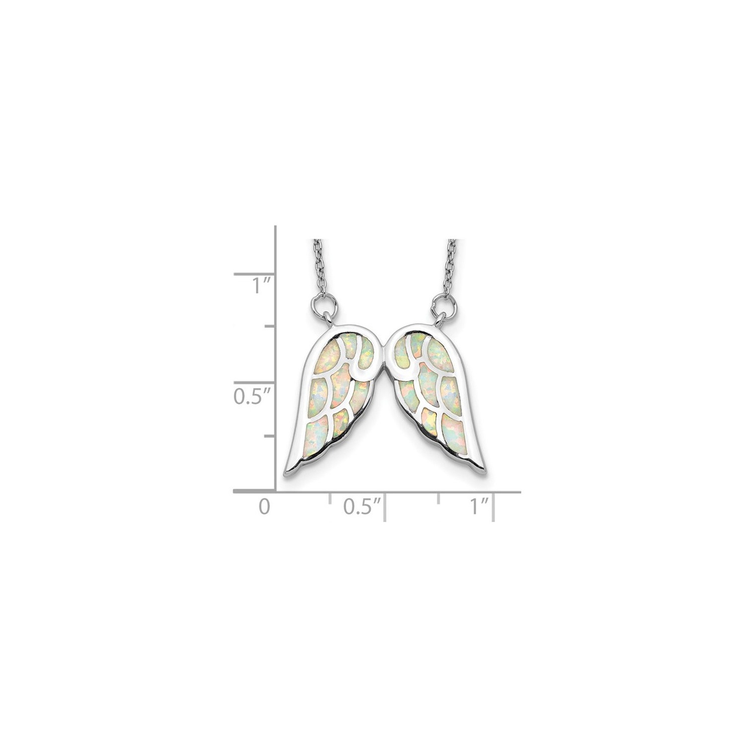 Lab-Created Opal Wings Pendant Necklace in Sterling Silver with Chain