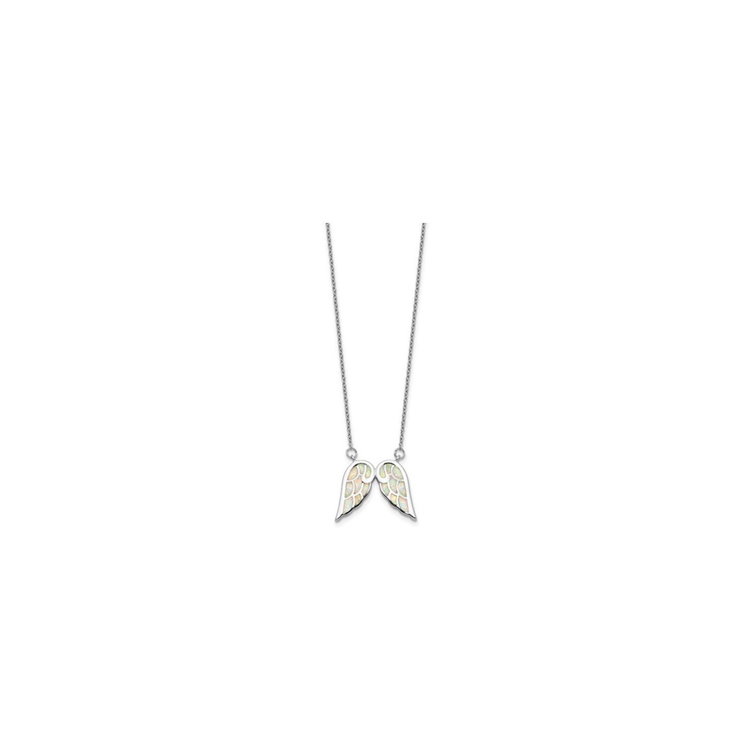 Lab-Created Opal Wings Pendant Necklace in Sterling Silver with Chain