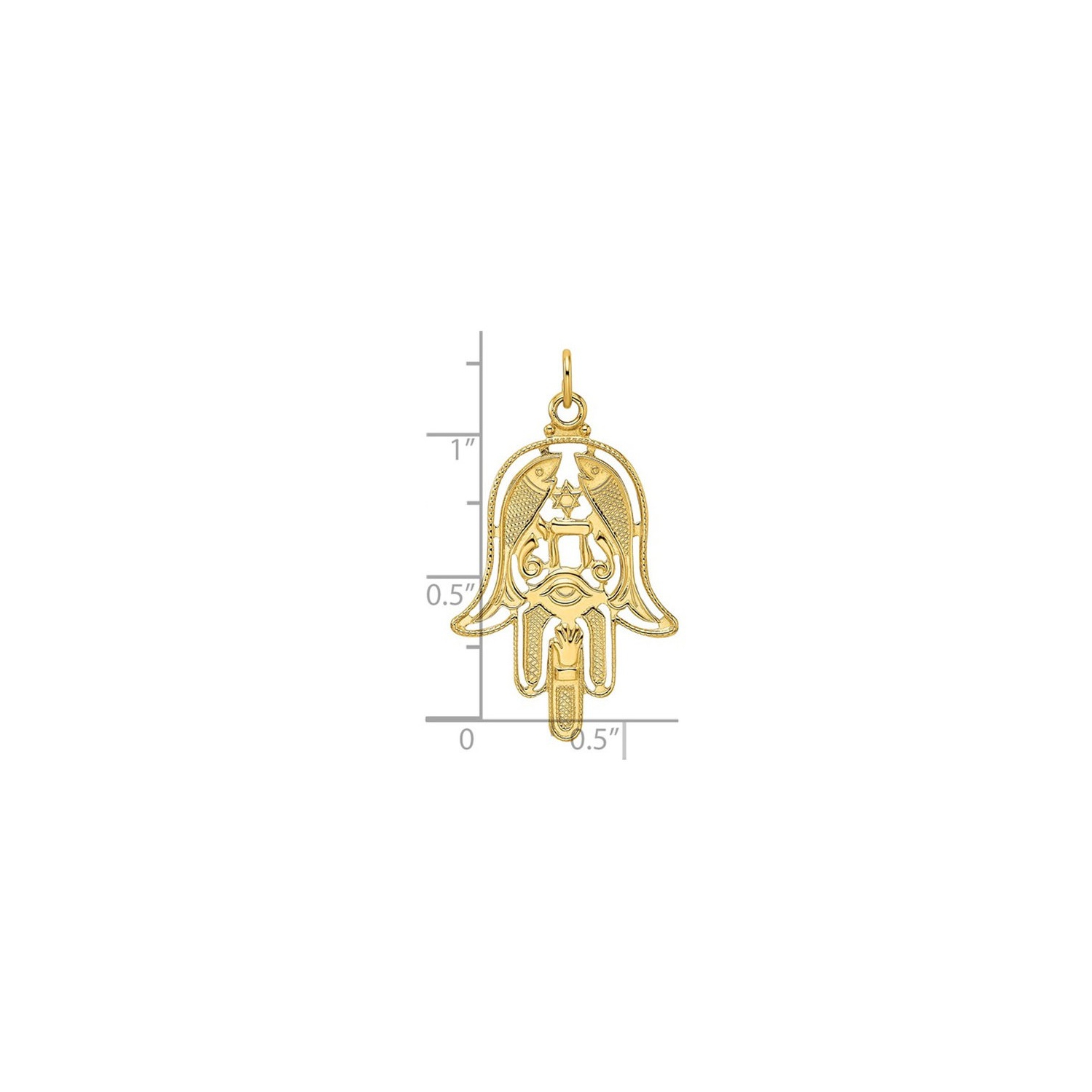 14K Yellow Gold Hamsa Pendant