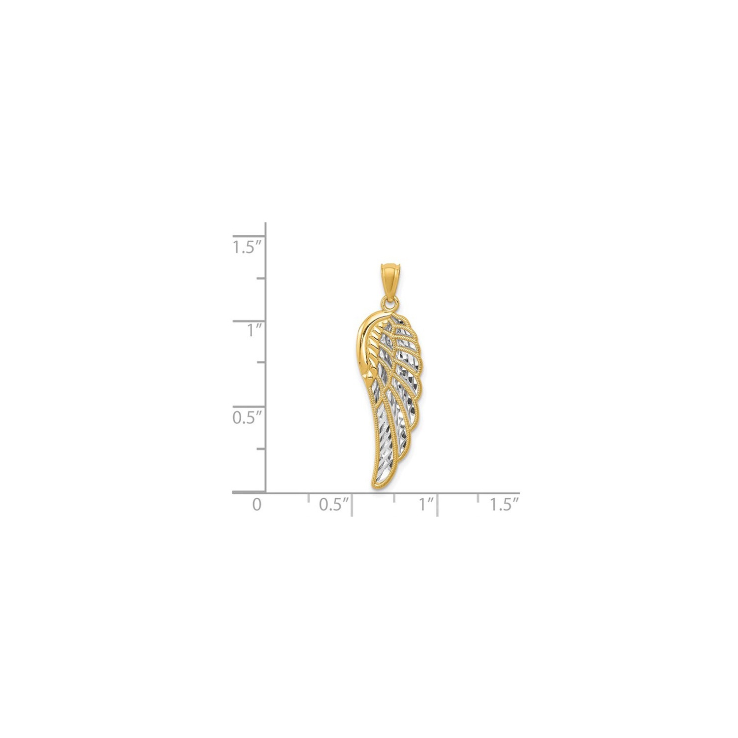 14K Yellow Gold Two Tone Angel Wing Charm Pendant