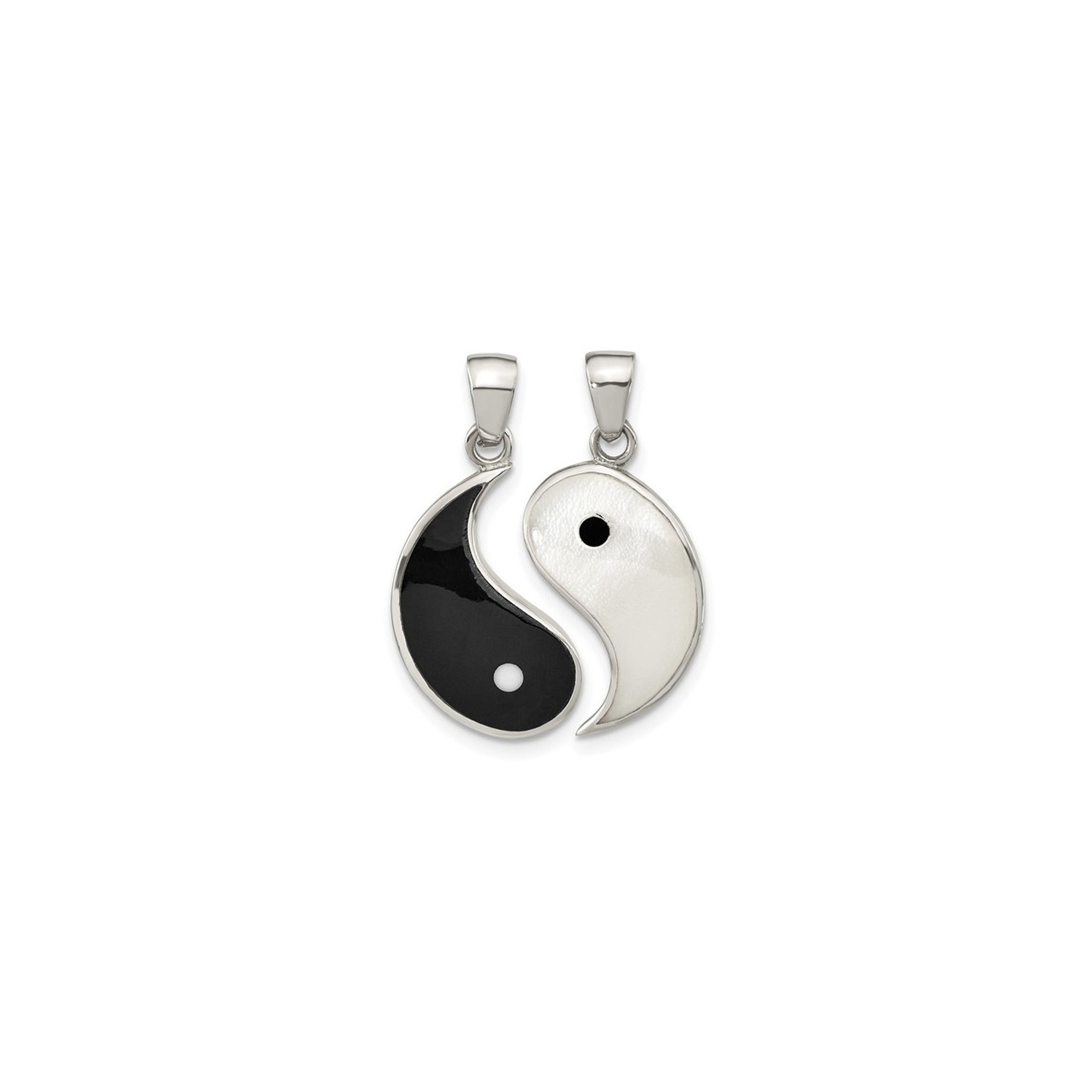 Sterling Silver Split Yin Yang Charm Pendant Necklace with Chains