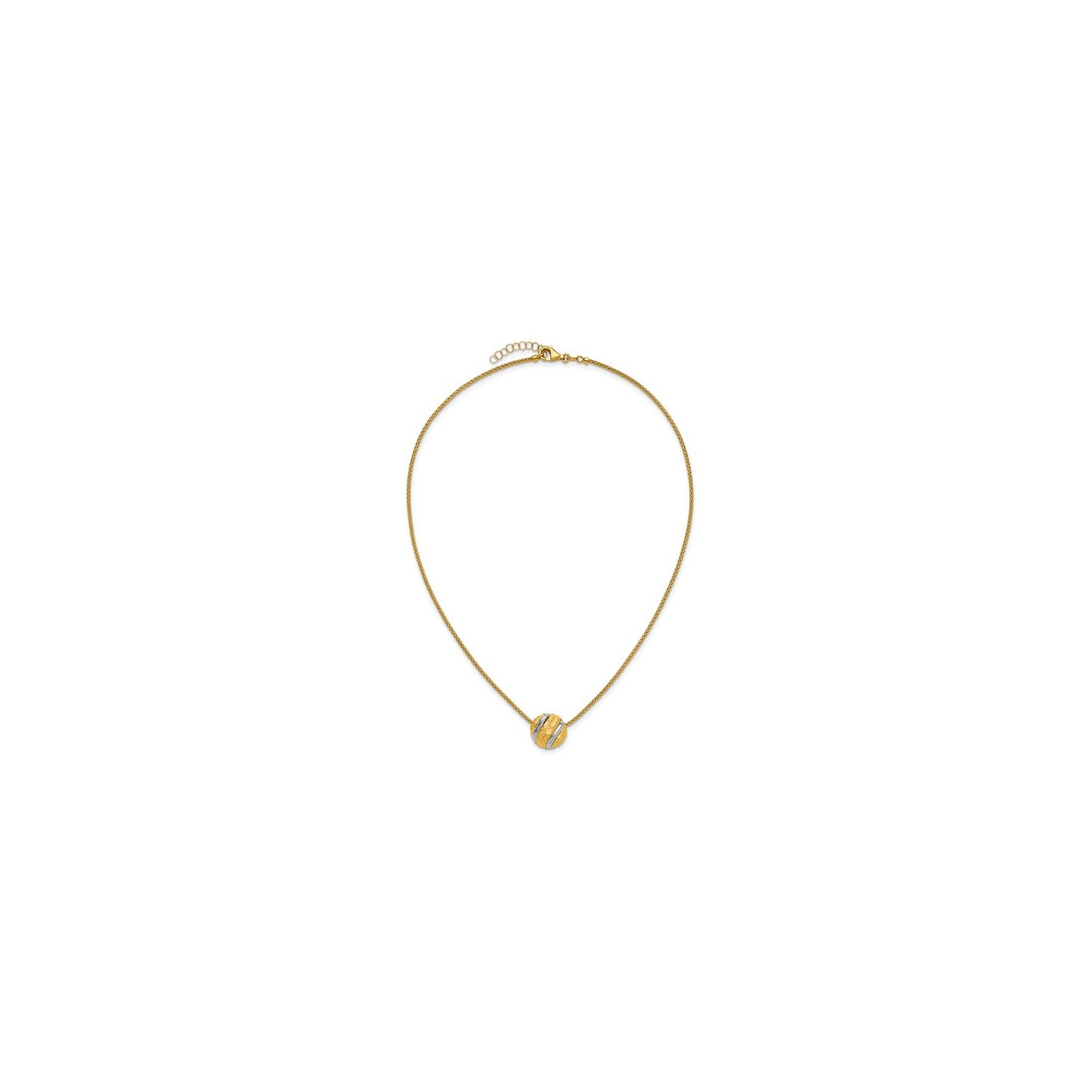 14K Yellow Gold Textured Circle Ball Pendant Necklace with Chain