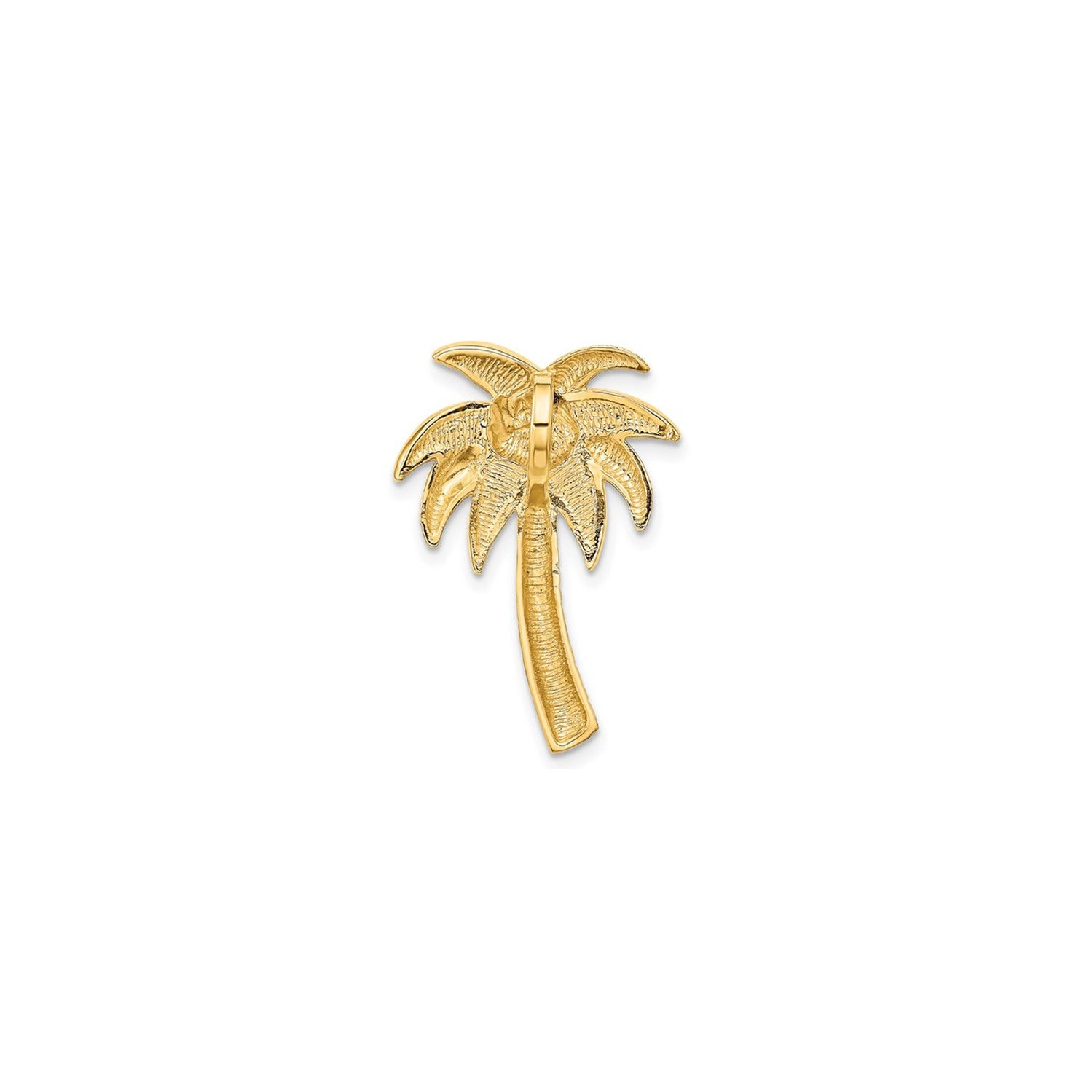 14K Yellow Gold Palm Tree Charm Pendant with Lab-Created Blue Opals