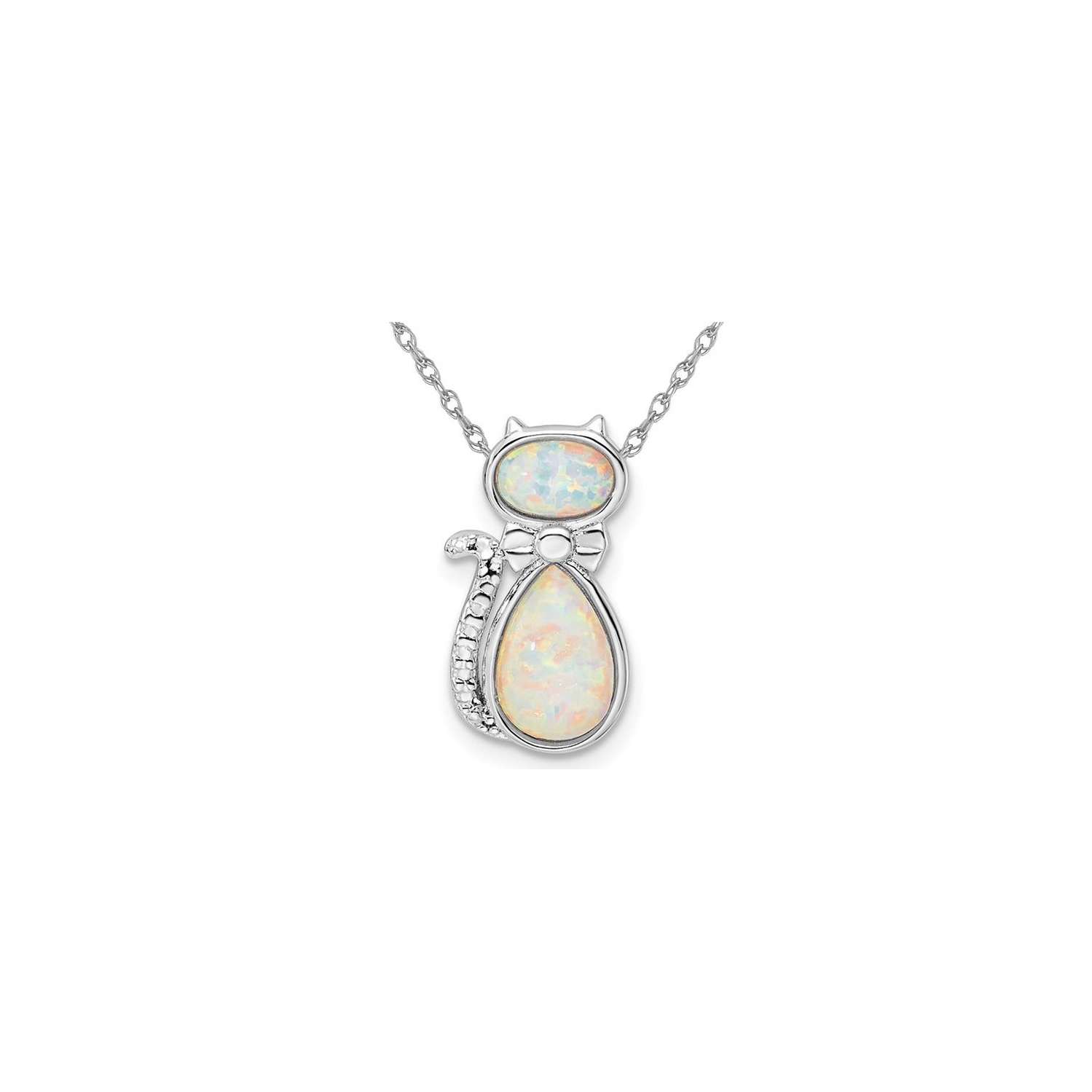 UPC: 709904068429 - Lab Created Opal Cat Pendant Necklace in Sterling Silver with Chain