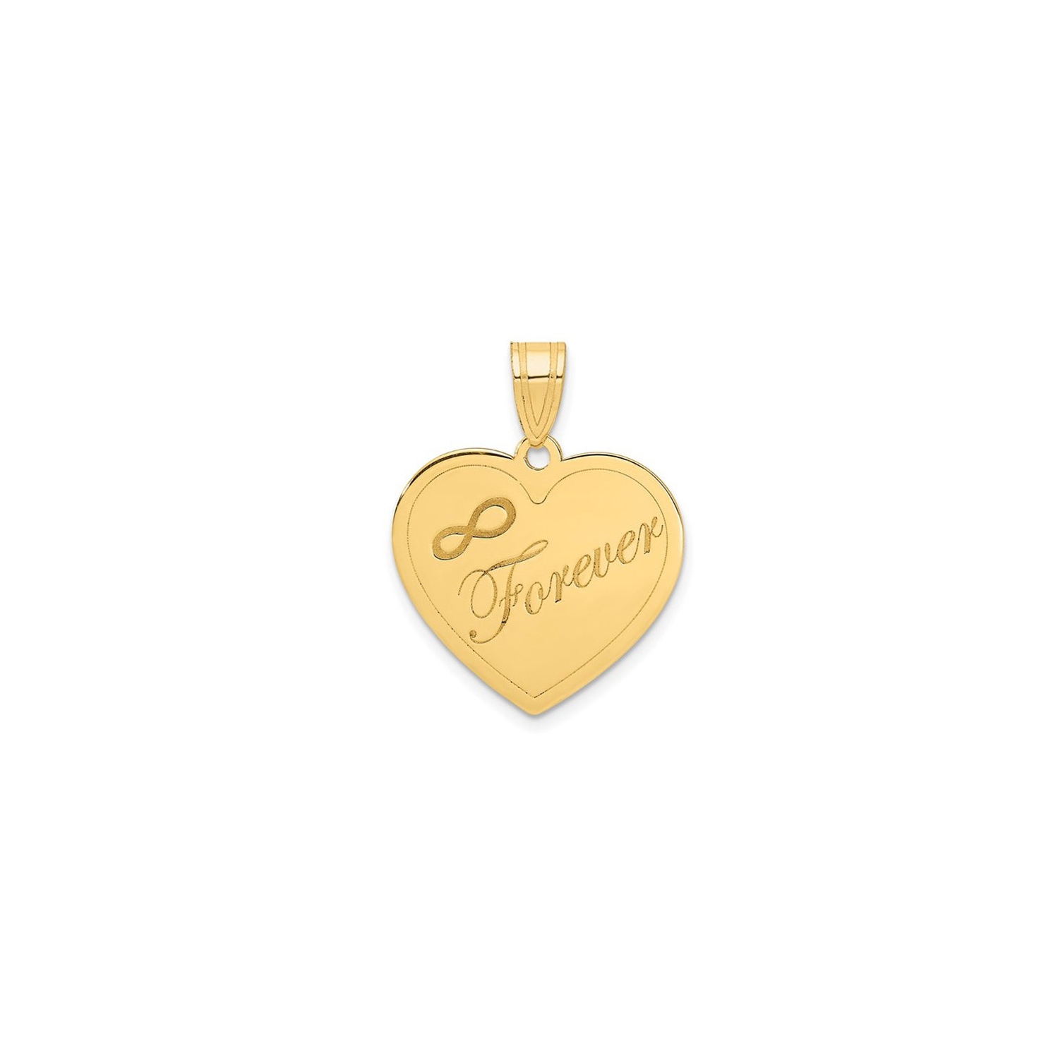 14K Yellow Gold Infinity FOREVER Laser Cut Charm Heart Pendant
