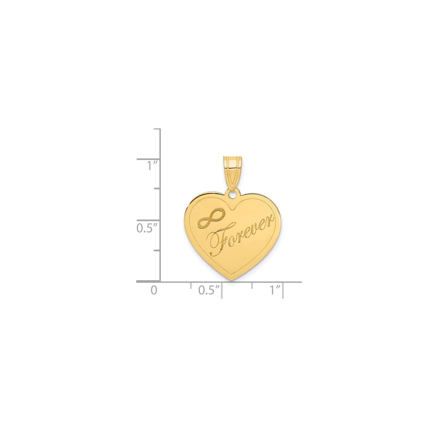 14K Yellow Gold Infinity FOREVER Laser Cut Charm Heart Pendant