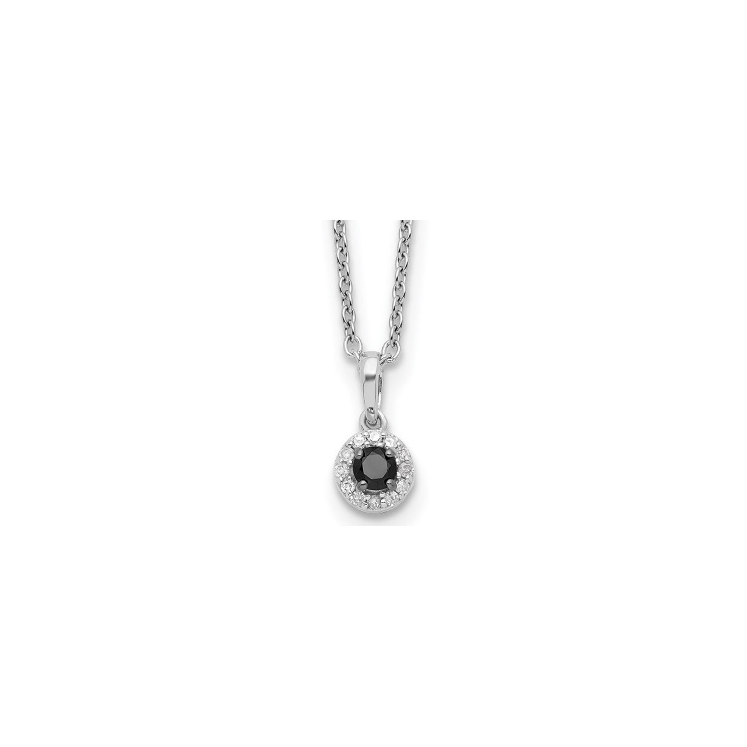 1/5 Carat Black & White Diamond Circle Pendant Necklace in Sterling Silver with Chain