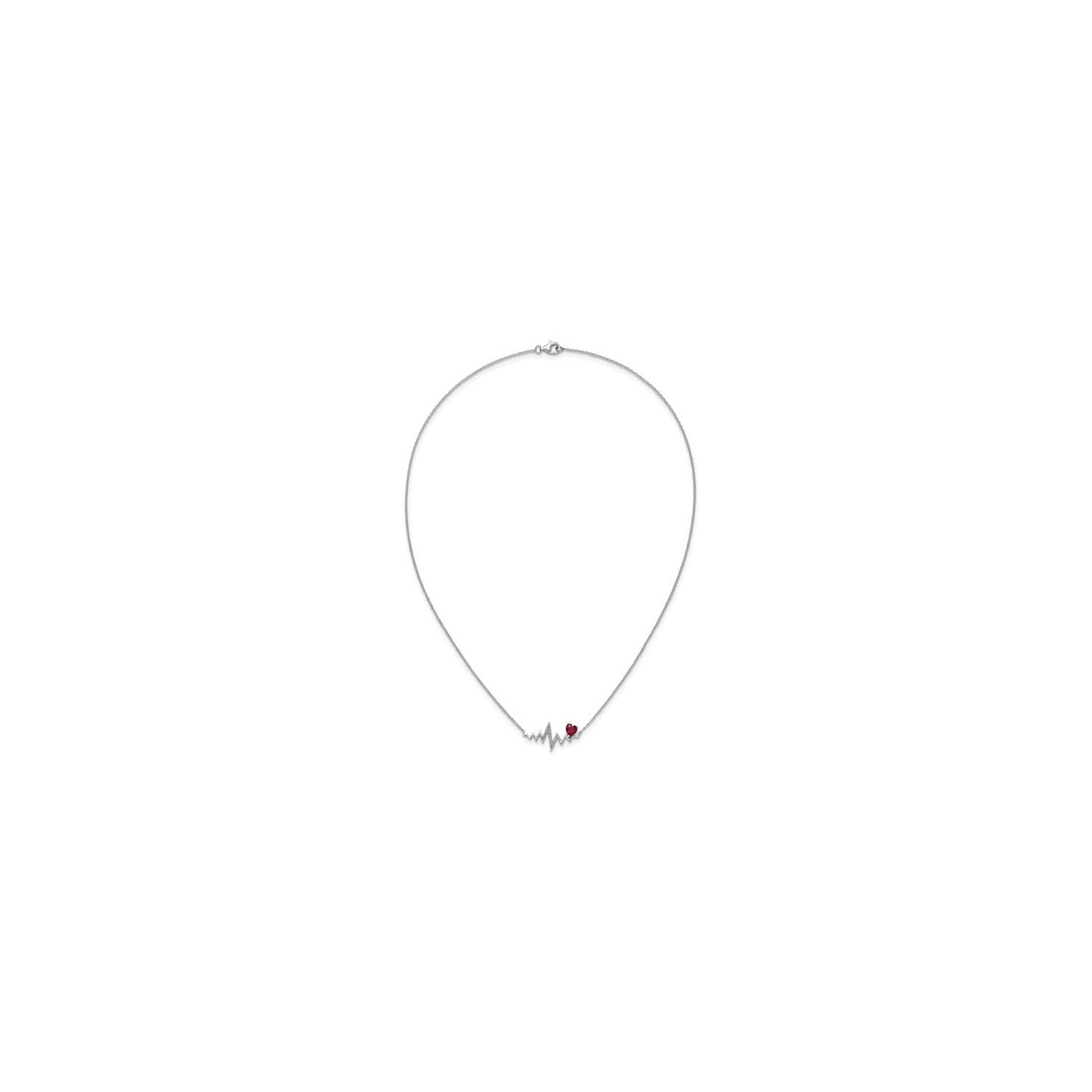 7/8 Carat Lab-Created Ruby Heart Beat Pendant Necklace in Sterling Silver with Chain
