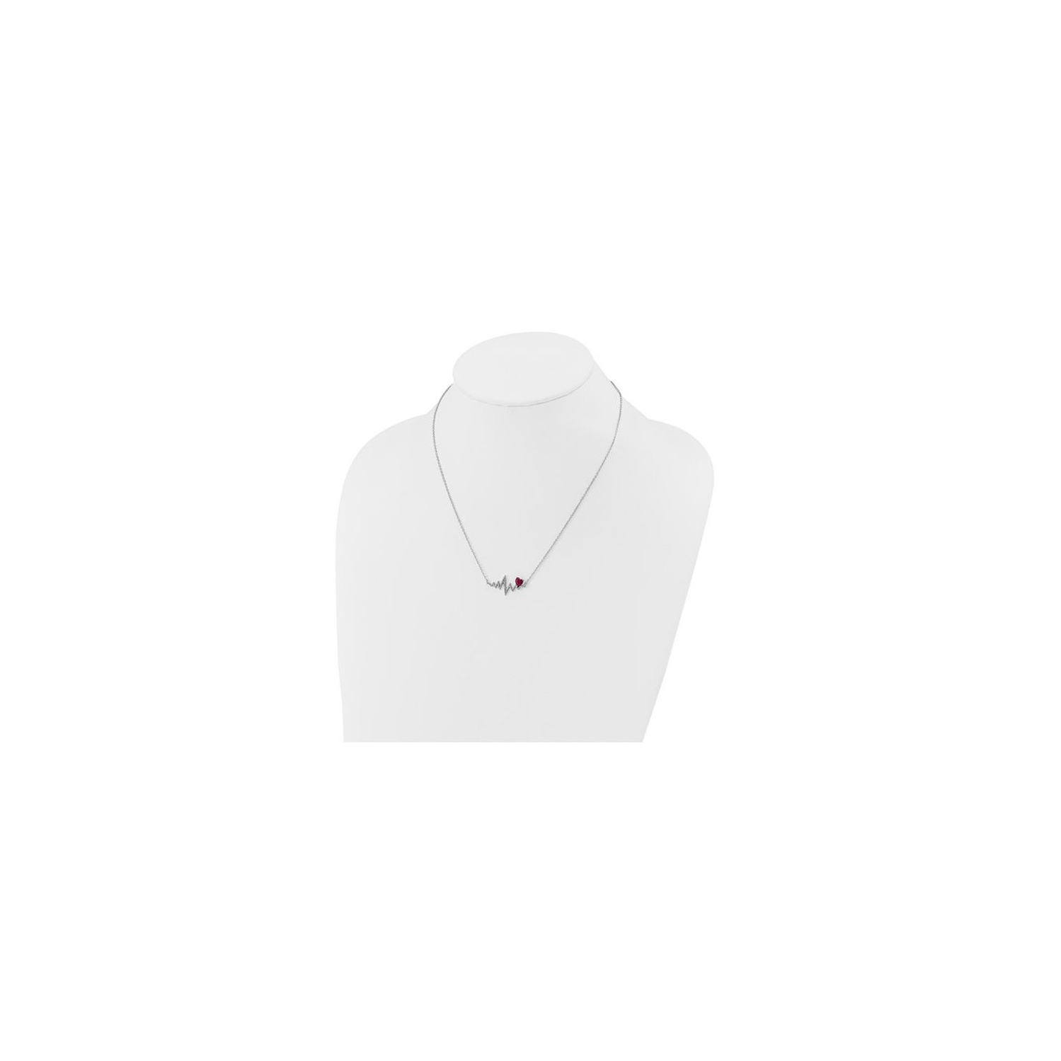 7/8 Carat Lab-Created Ruby Heart Beat Pendant Necklace in Sterling Silver with Chain