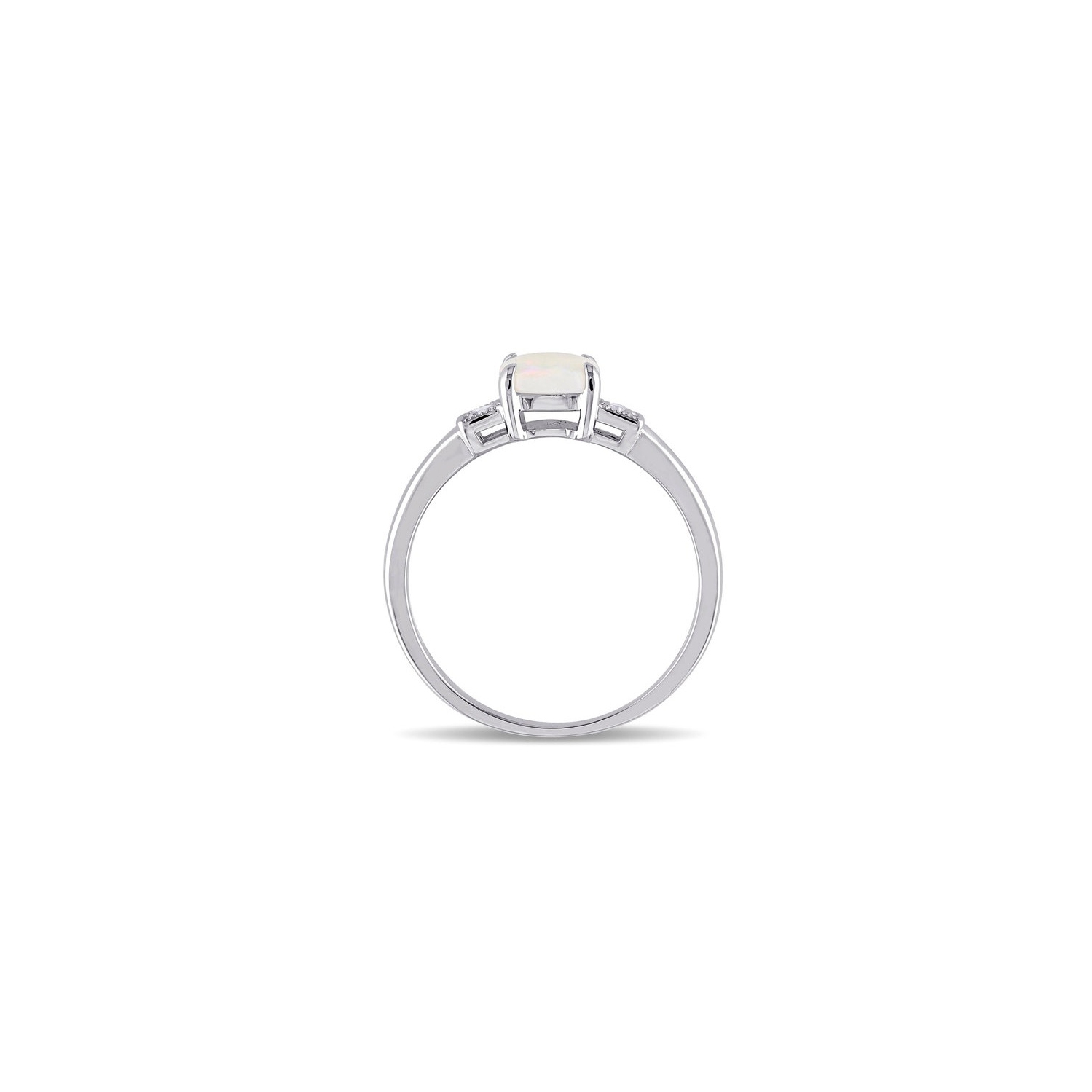 1/2 Carat Opal Halo Ring in Sterling Silver with Diamond Accent