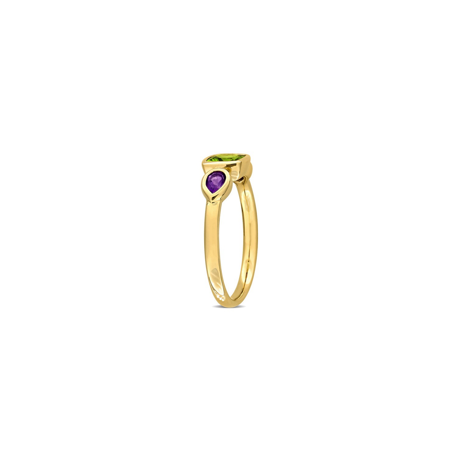 Bague en or jaune 10K ct avec péridot 9/10&nbsp;carat et améthyste