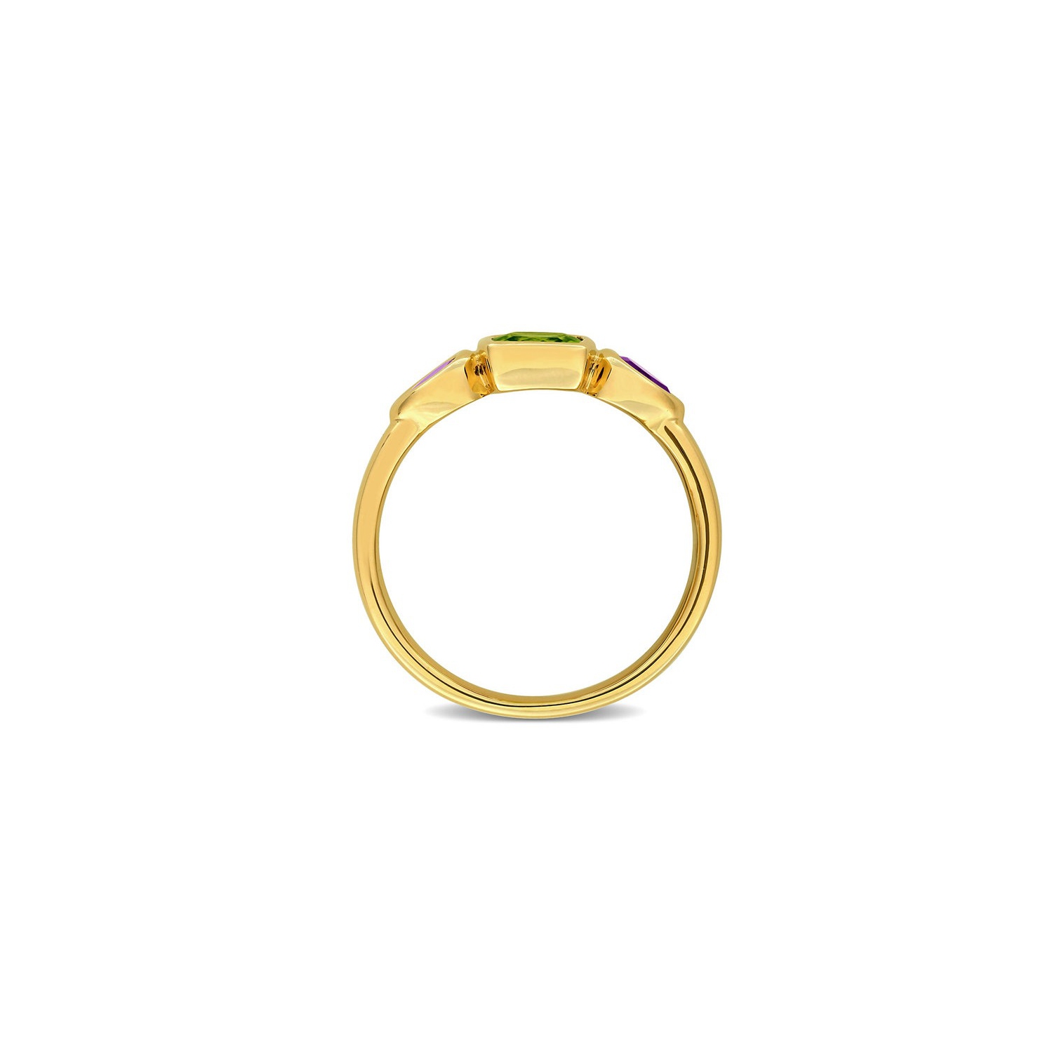 Bague en or jaune 10K ct avec péridot 9/10&nbsp;carat et améthyste