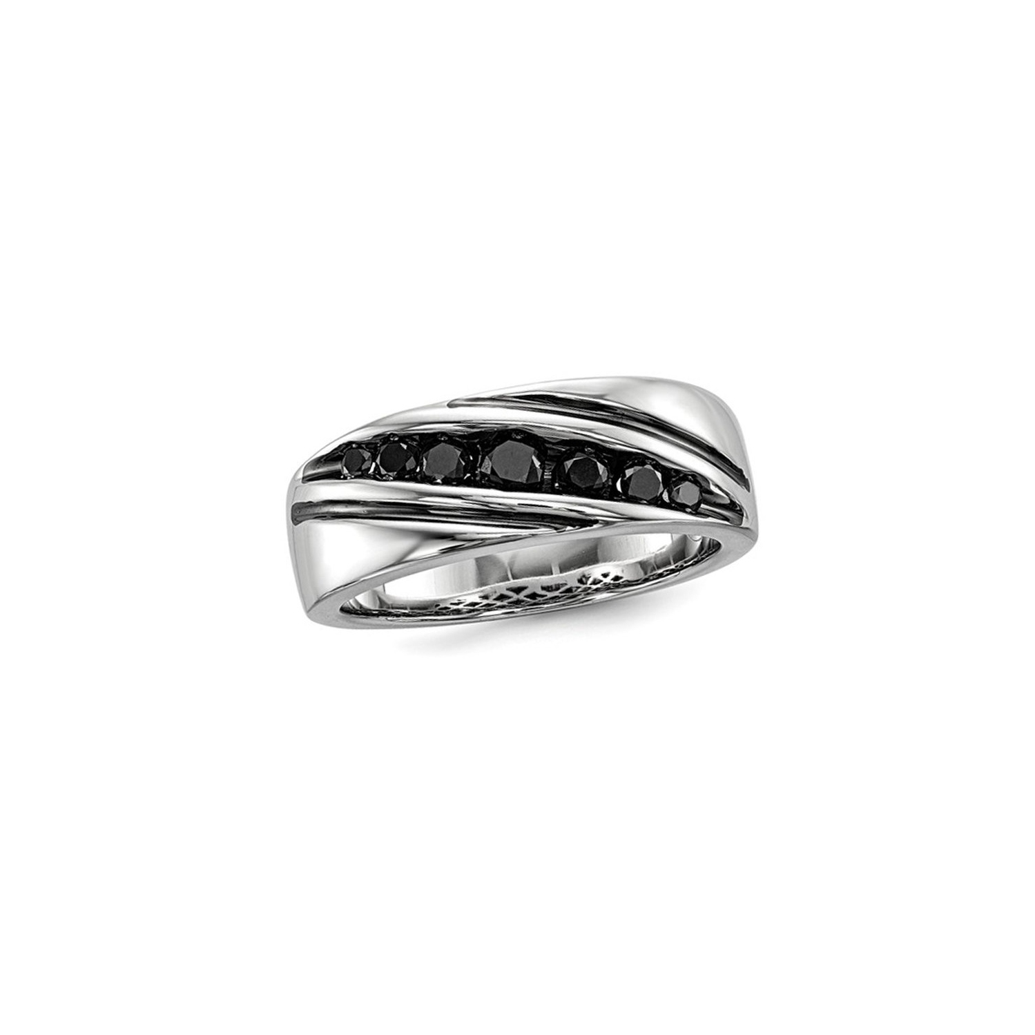 Mens 1/2 Carat Black Diamond Ring in Sterling Silver