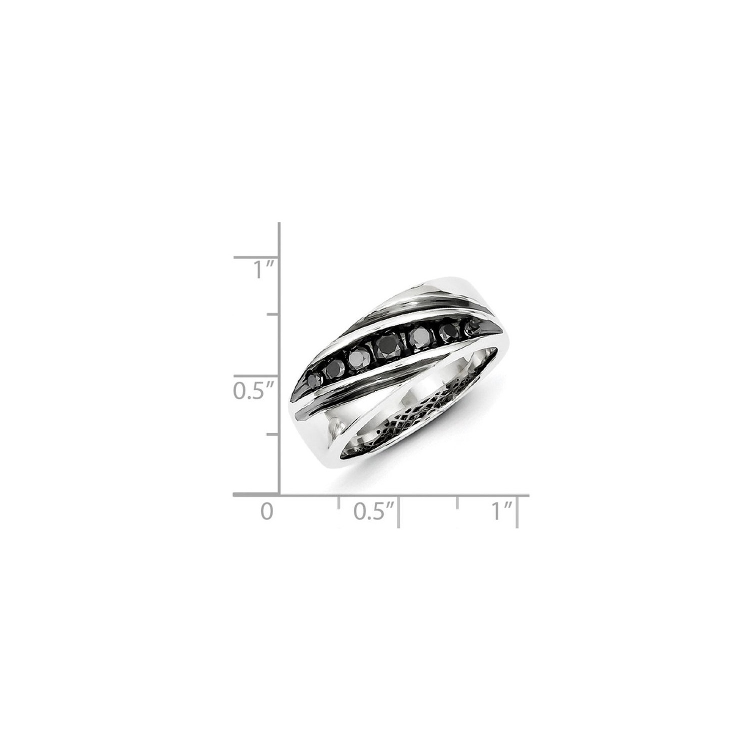Mens 1/2 Carat Black Diamond Ring in Sterling Silver