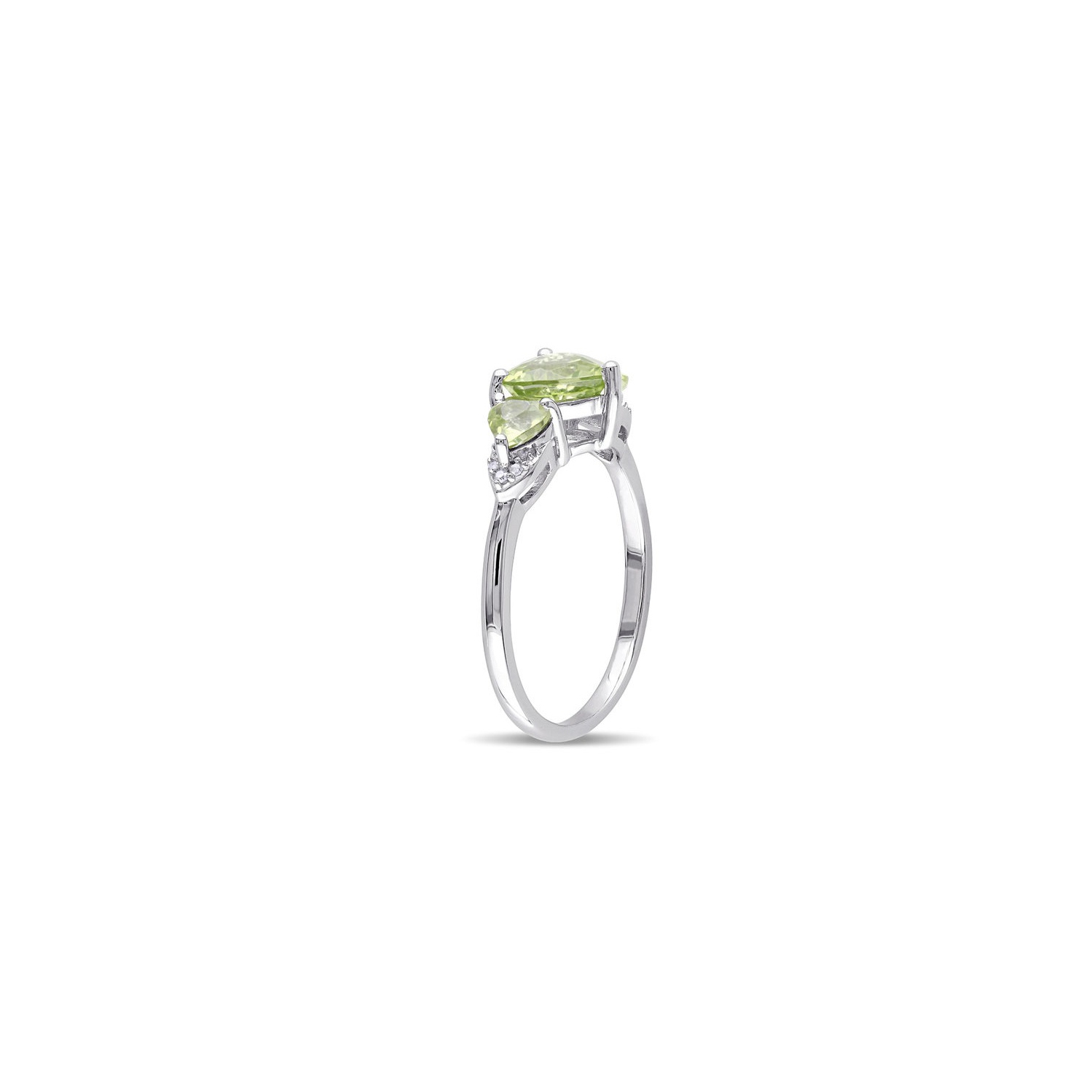 1.89 Carat Three Stone Peridot Heart Ring in Sterling Silver