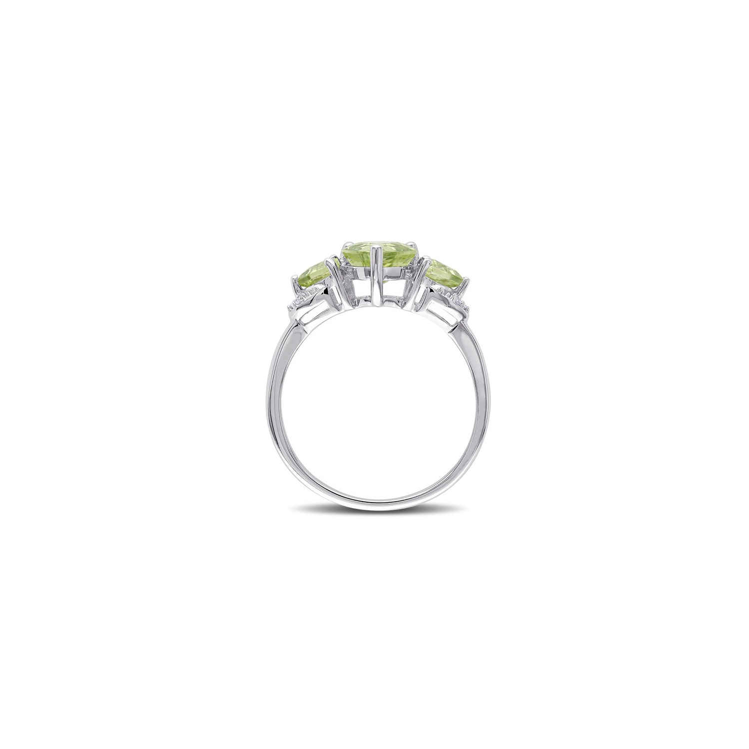1.89 Carat Three Stone Peridot Heart Ring in Sterling Silver