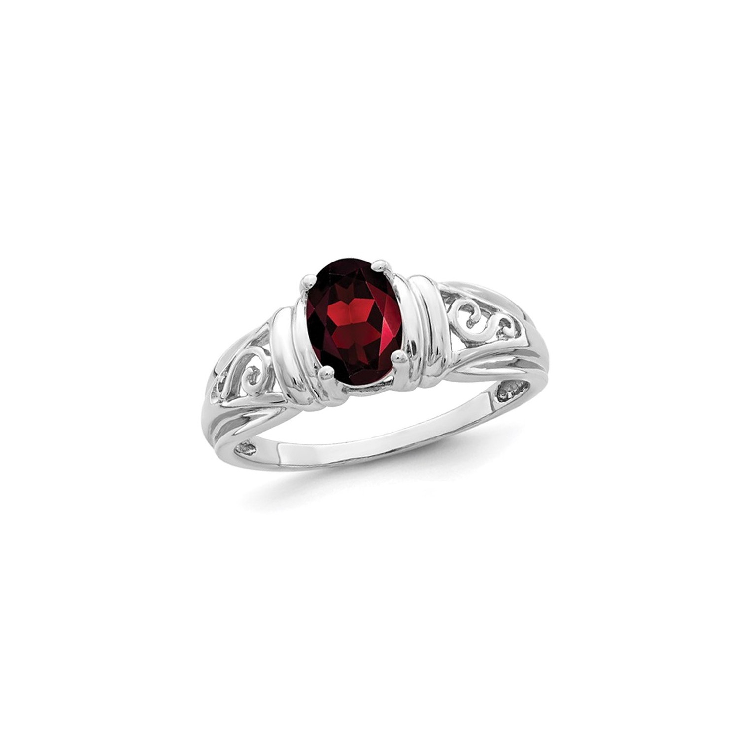 1.00 Carat Oval Solitaire Garnet Ring in 14K White Gold