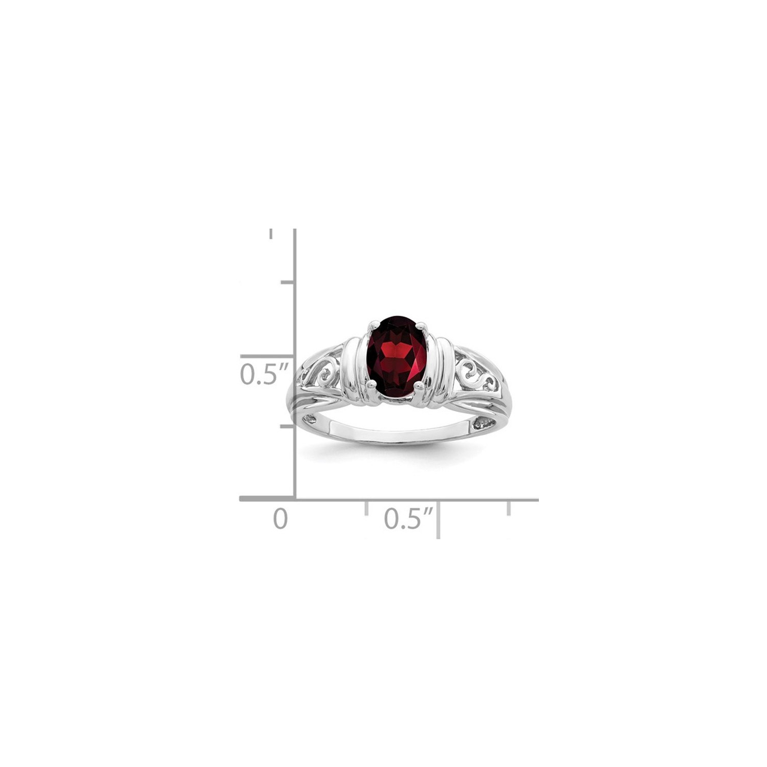 1.00 Carat Oval Solitaire Garnet Ring in 14K White Gold