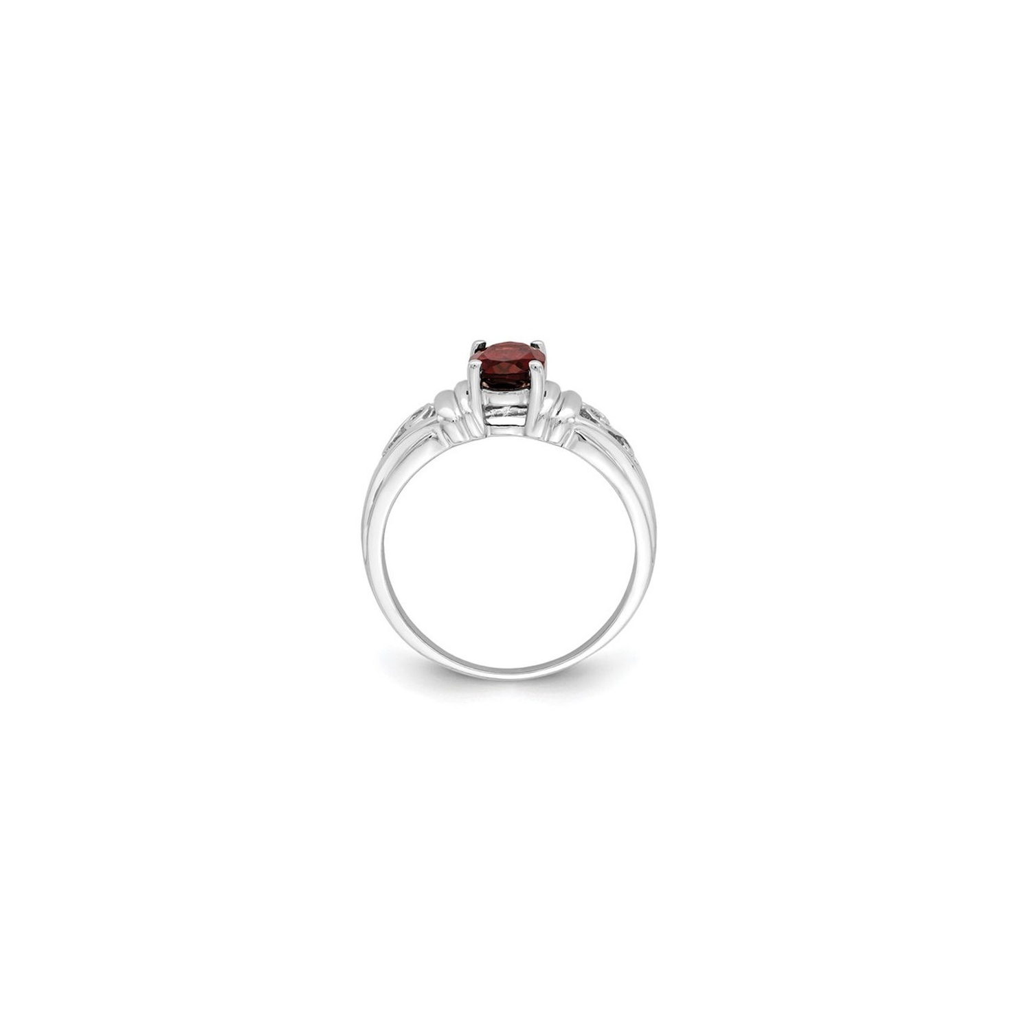 1.00 Carat Oval Solitaire Garnet Ring in 14K White Gold