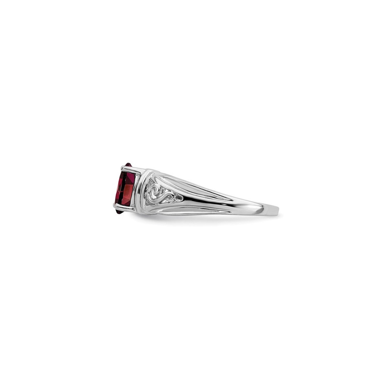 1.00 Carat Oval Solitaire Garnet Ring in 14K White Gold